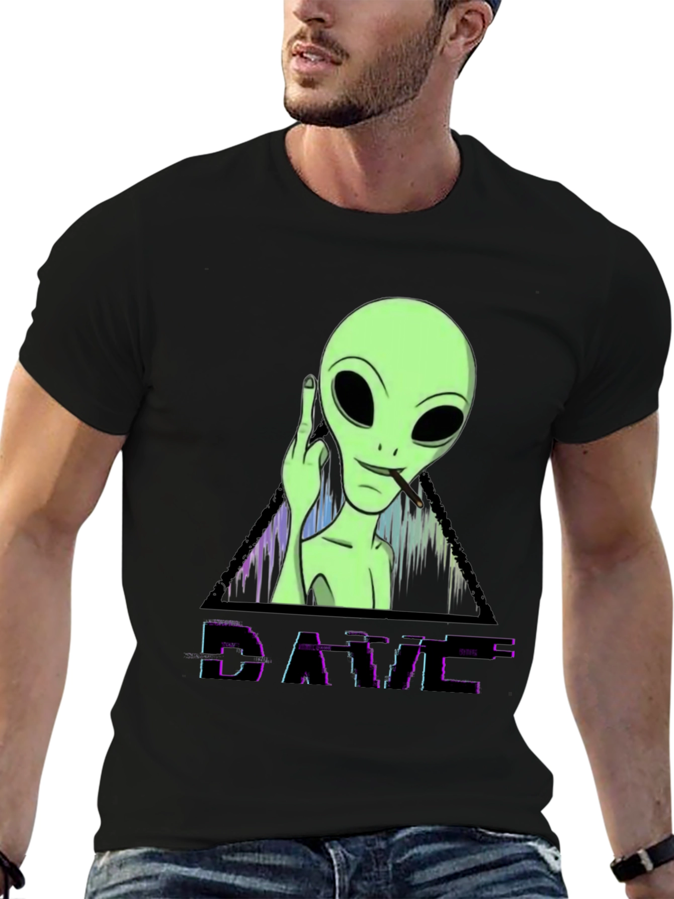 Black Cool Alien DAVE Graphic T-Shirt view 6