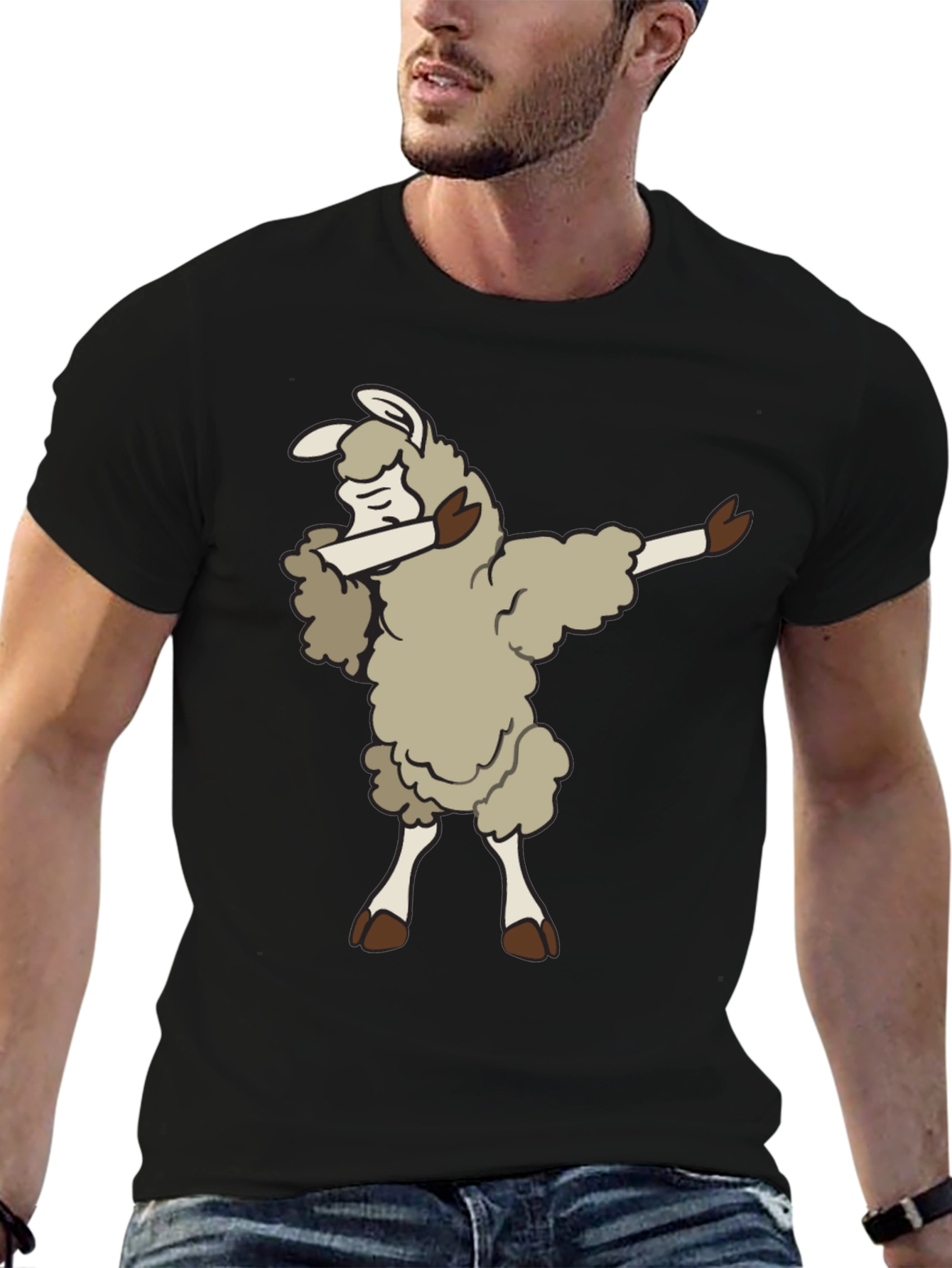 Black Dabbing Llama T-Shirt - Fun & Unique Design view 6