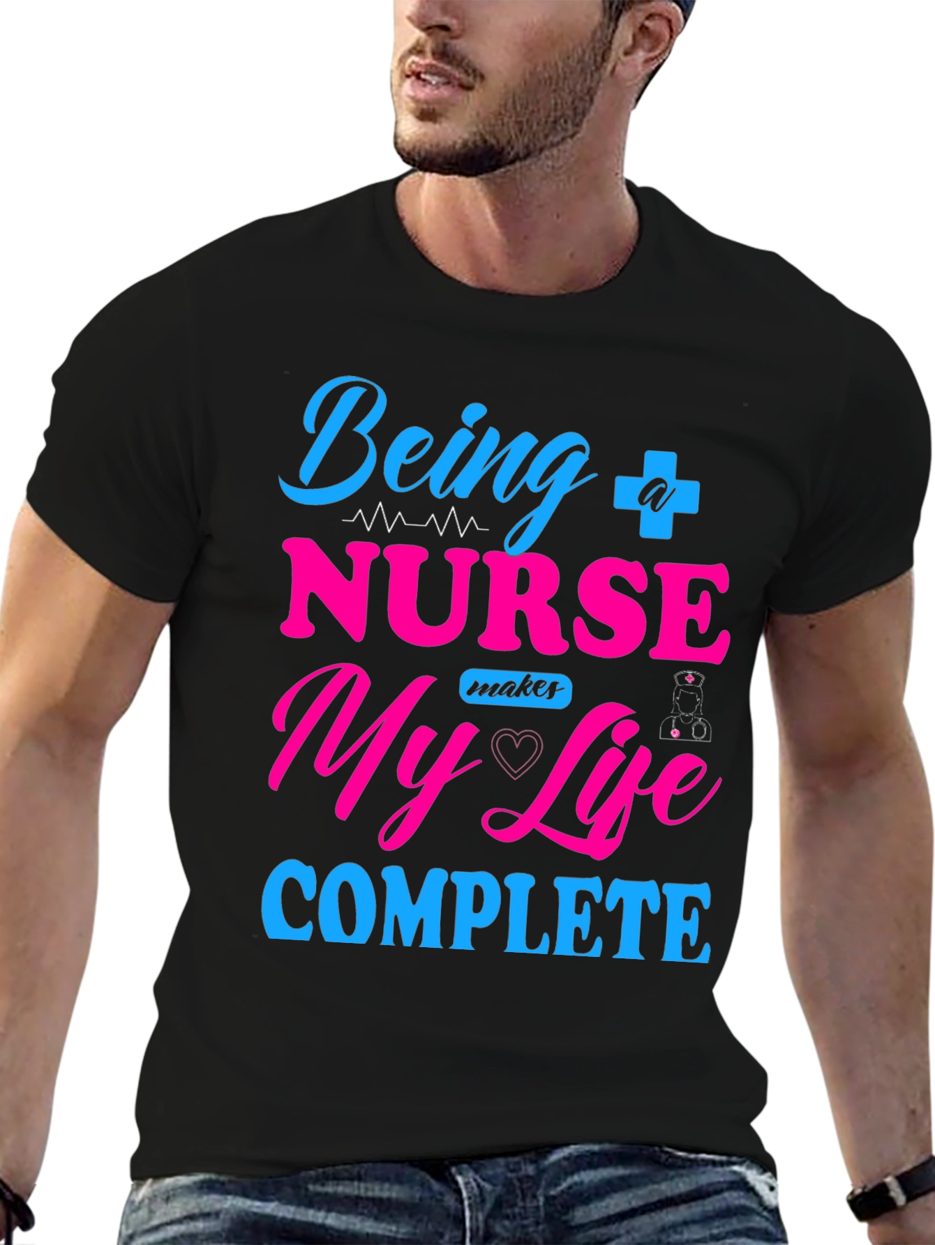 Black Nurse Life T-Shirt - Makes My Life Complete  view 6
