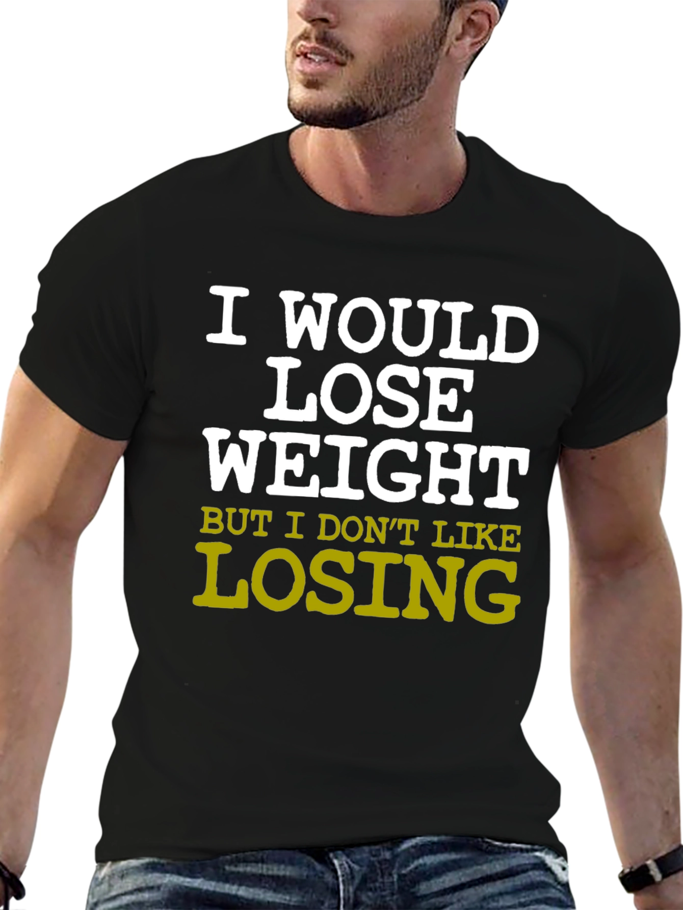 Black Funny Sarcastic Weight Loss T-Shirt view 6