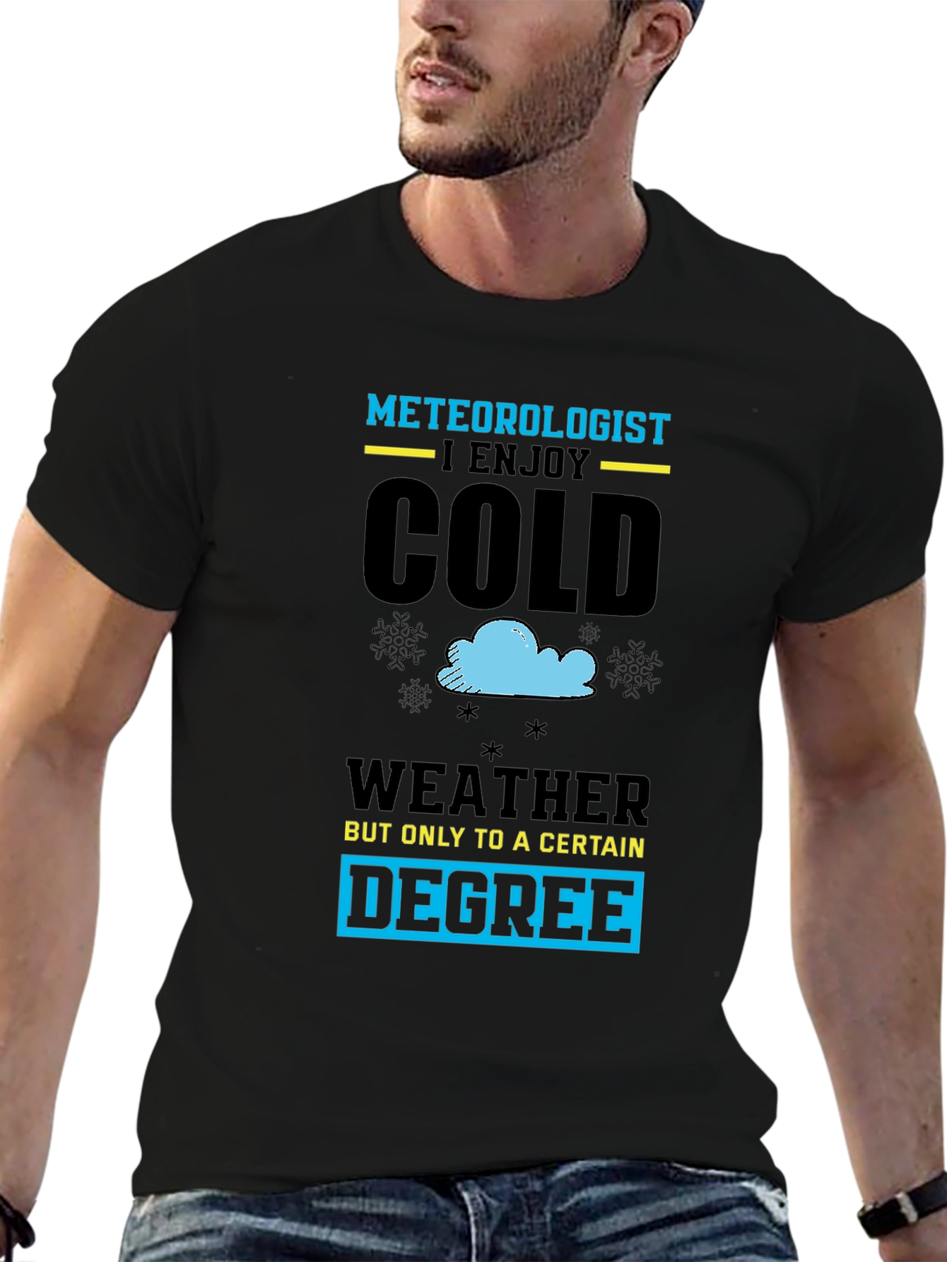 Black Meteorologist Cold Weather Graphic T-Shirt view 6