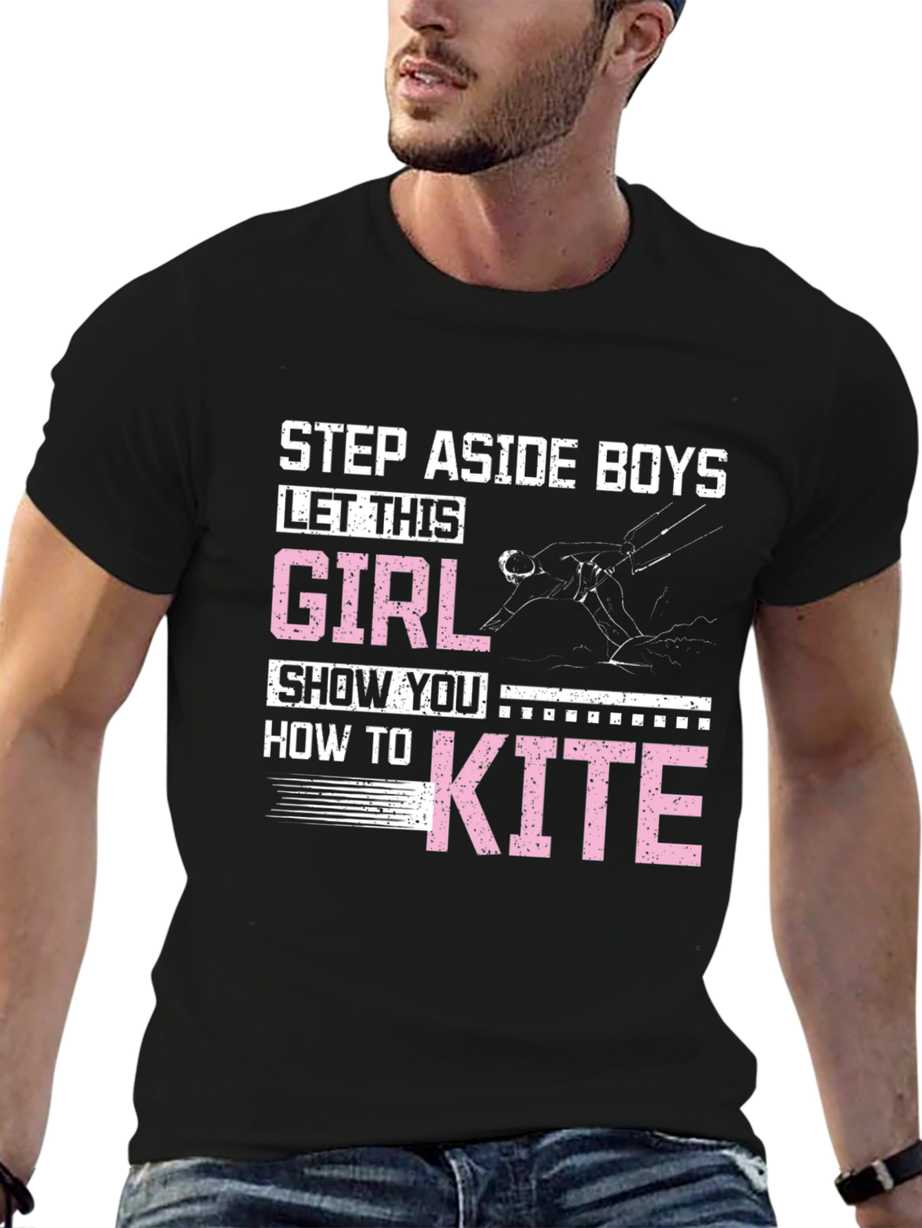 Black Girl Kiteboarding Graphic T-Shirt view 6