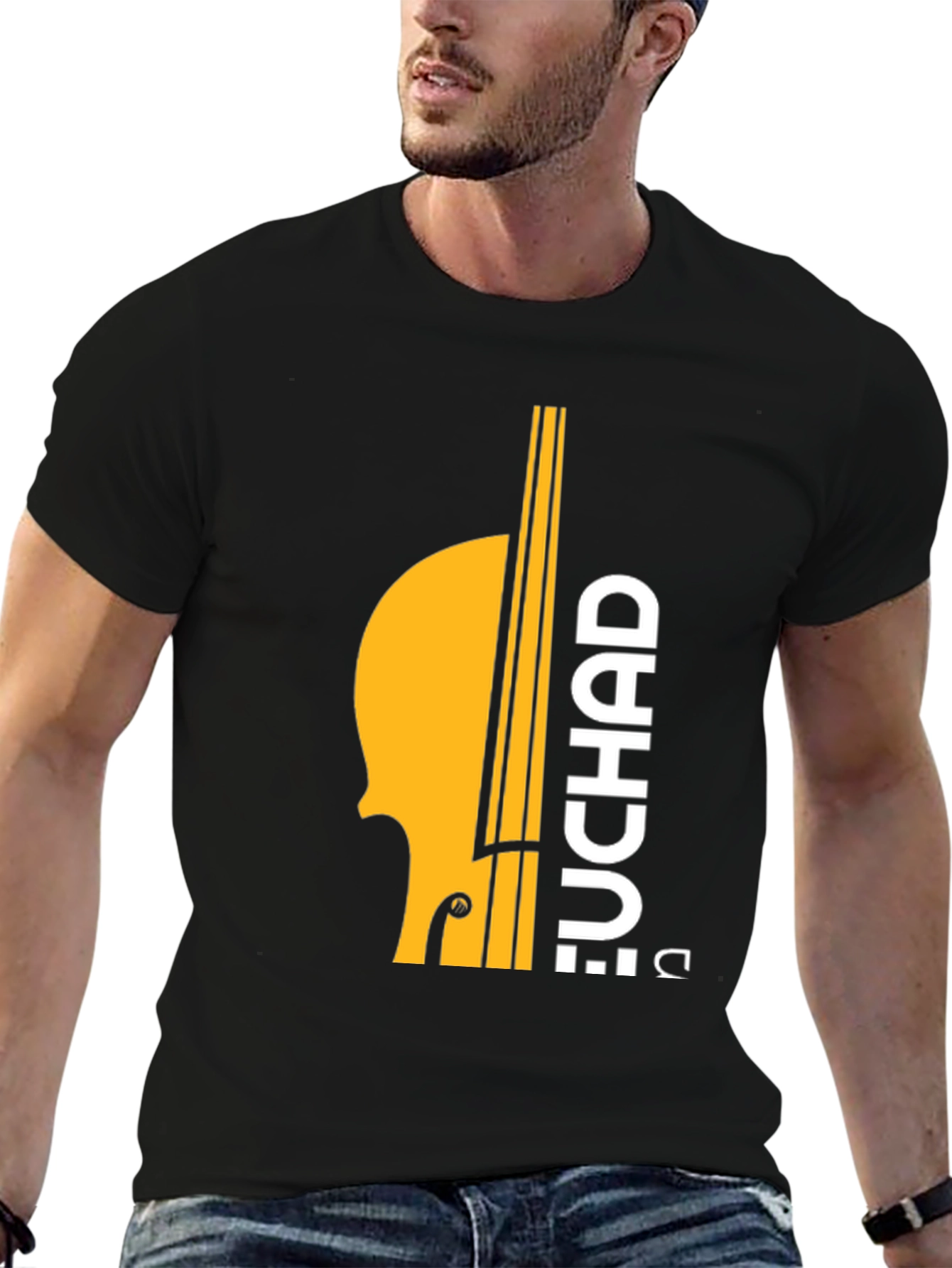 Black Chad Bass Player T-Shirt - Musical Graphic Tee view 6