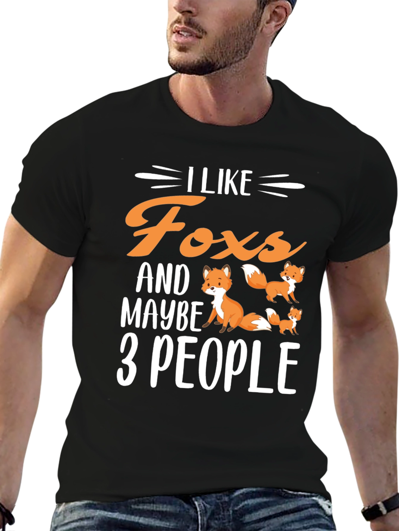 Black I Like Foxes & Maybe 3 People T-Shirt view 6