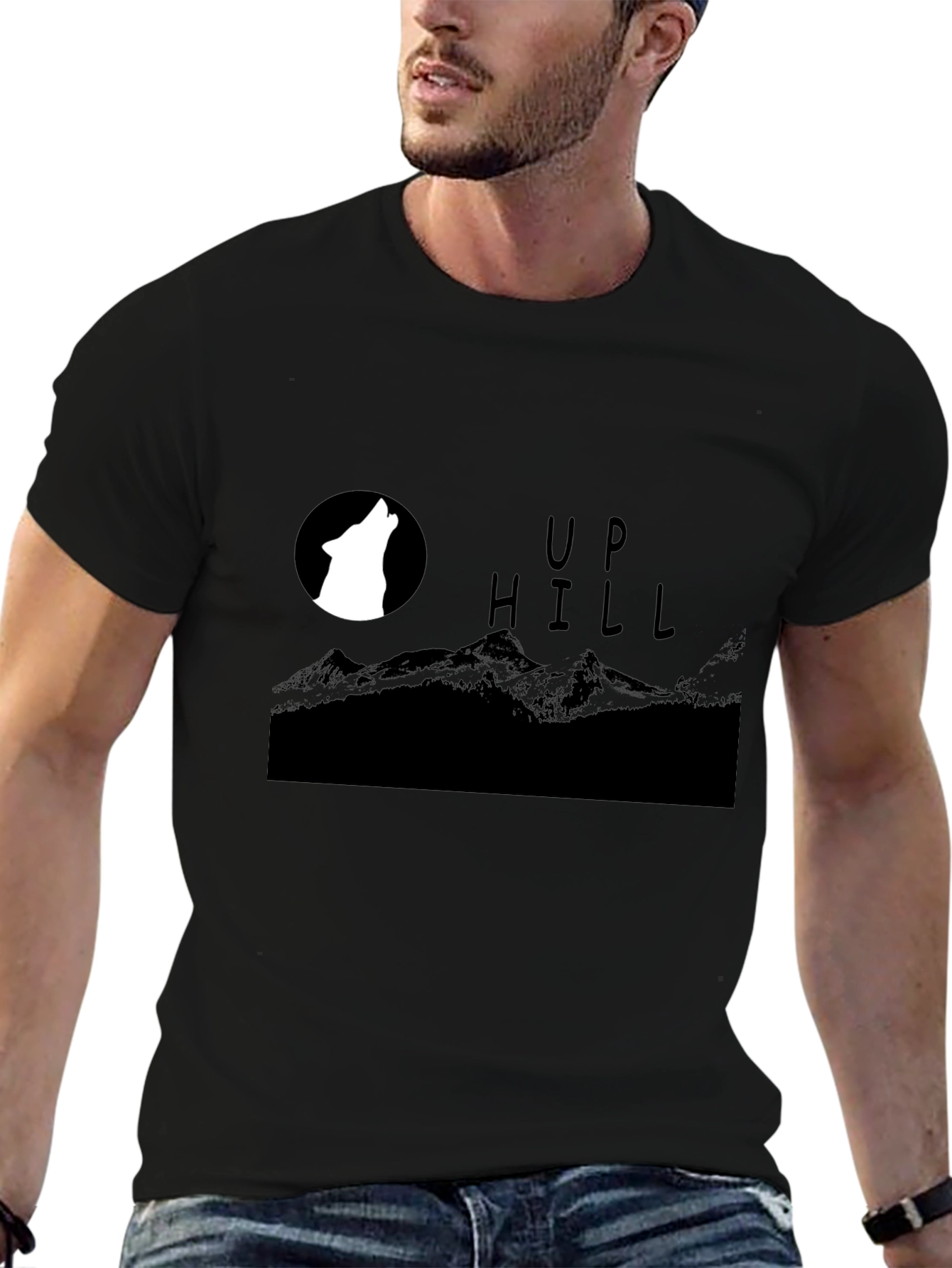 Black Men's Black 'Up Hill' Graphic Tee view 6