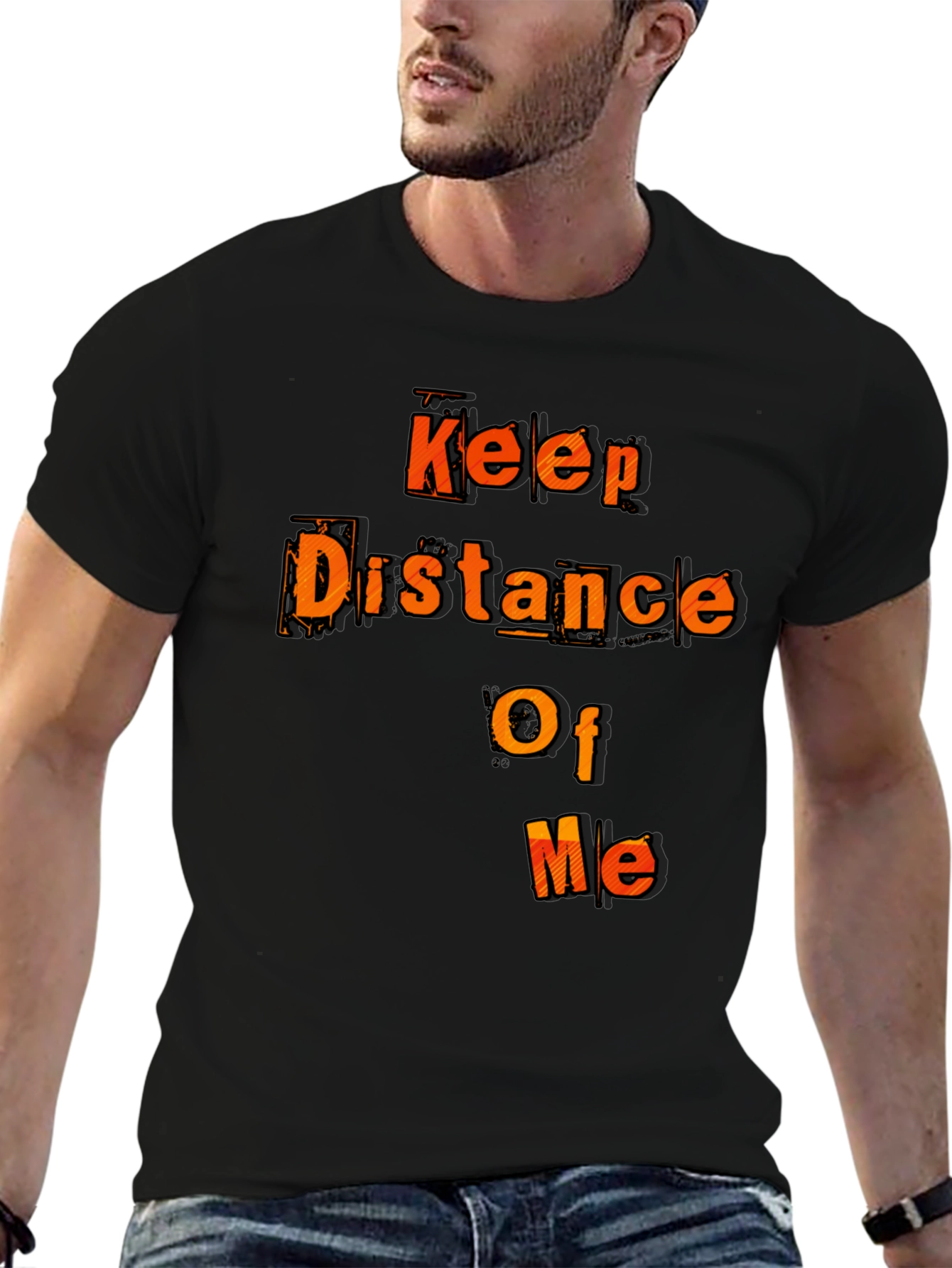 Black Keep Distance Of Me Novelty Graphic Tee view 6