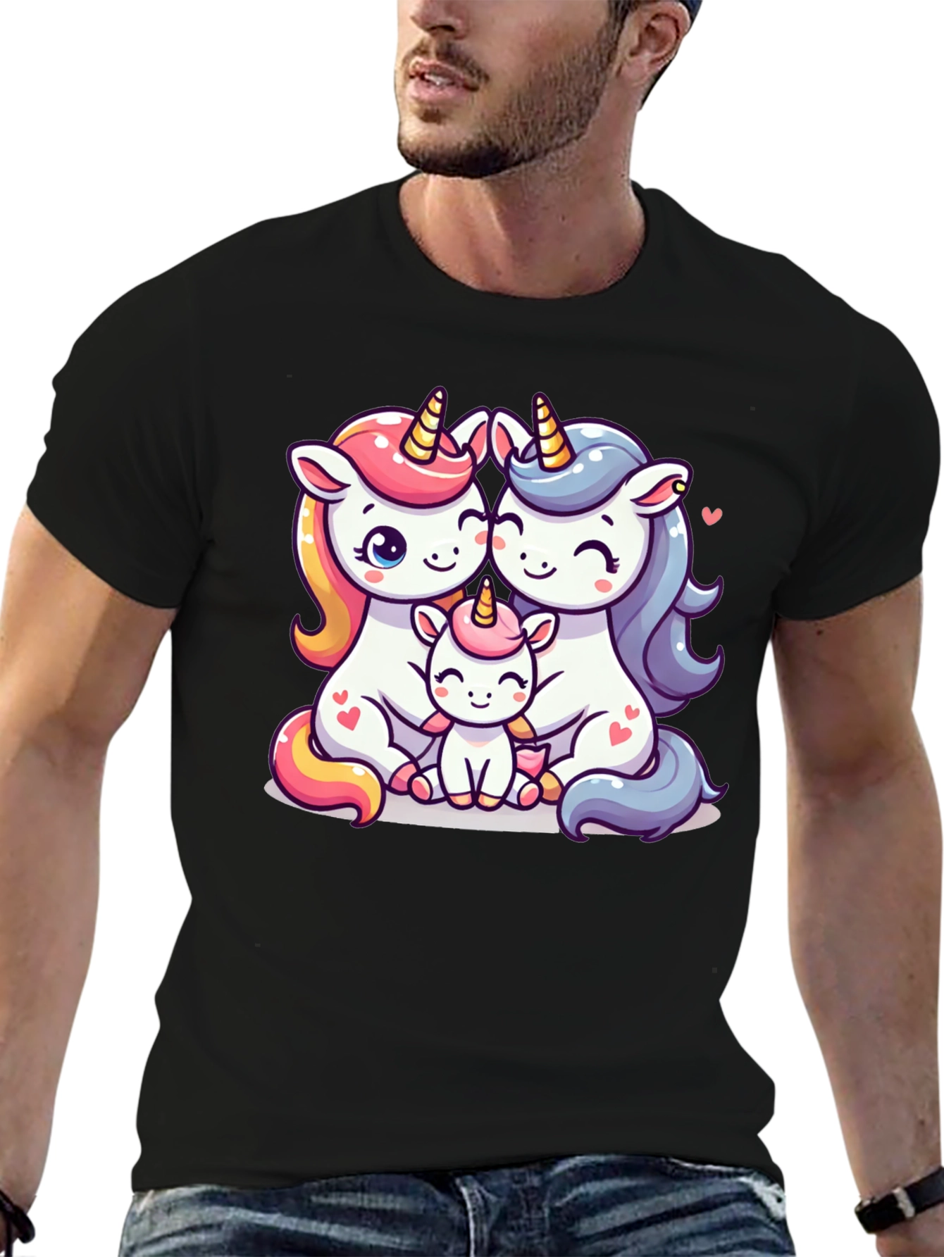 Unicorn Family Graphic Tee - Cute Cartoon Unicorns - 6