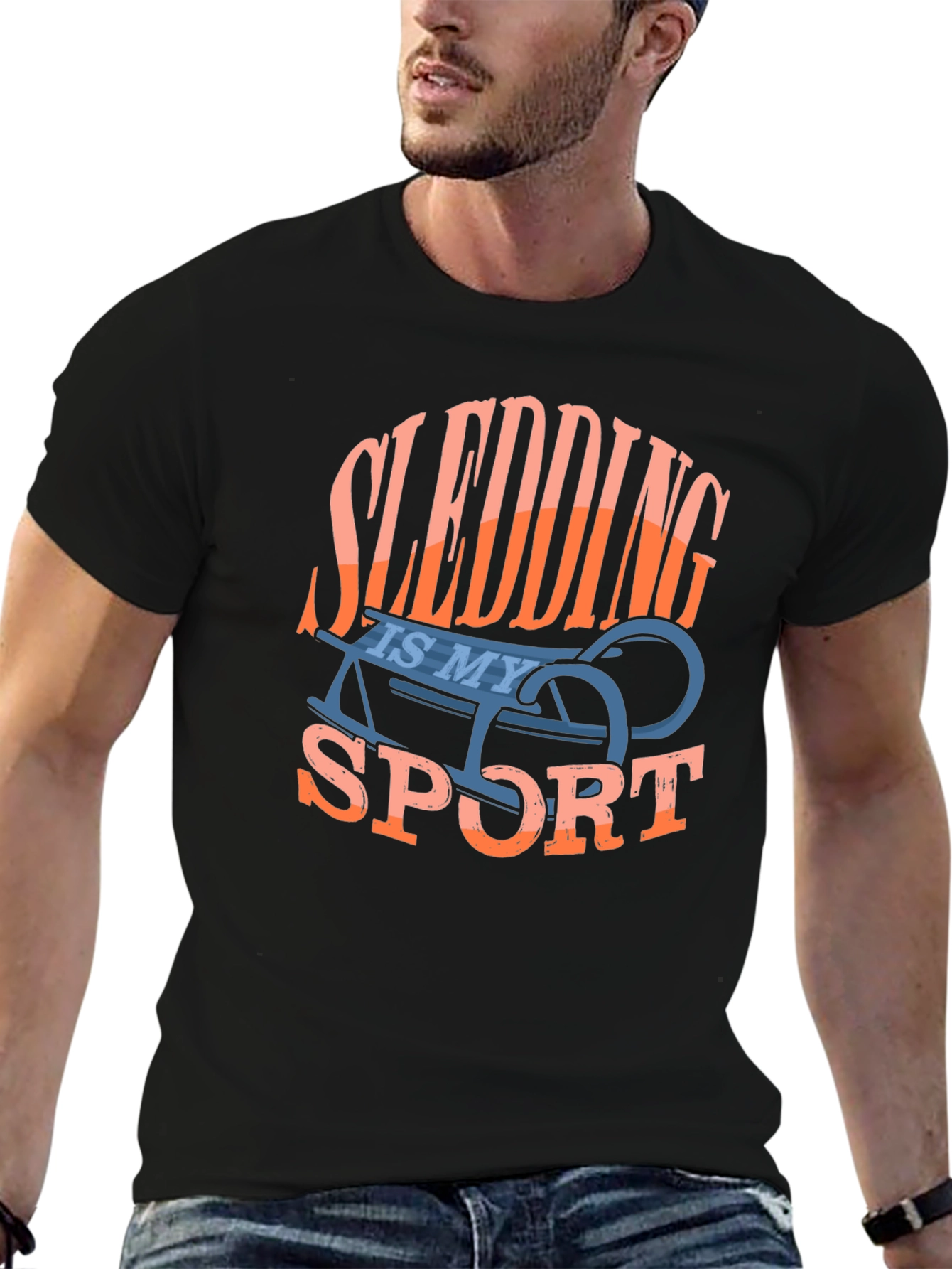 Black Sledding Is My Sport Graphic Tee view 6