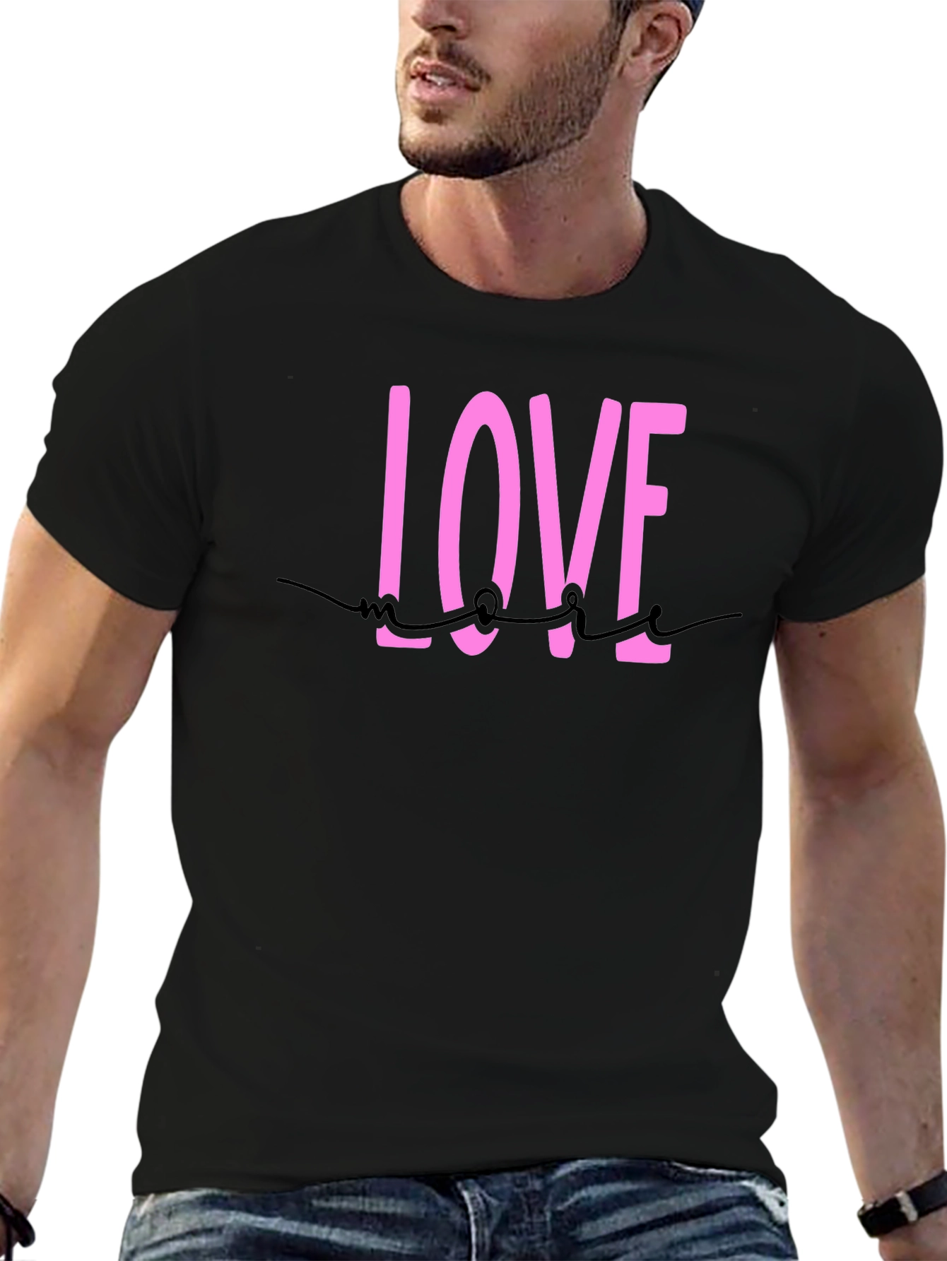 Black Love More Black Cotton Graphic Tee view 6