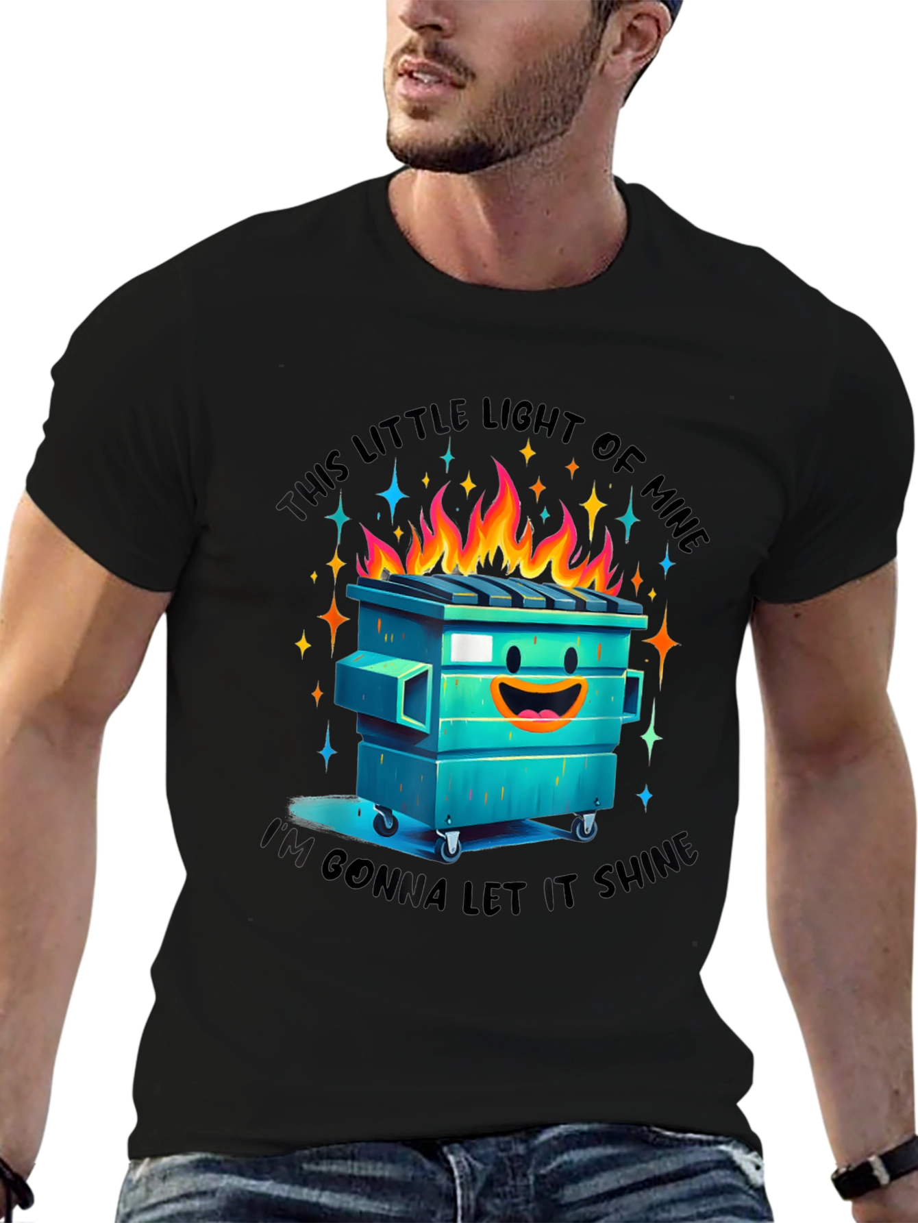 Black Dumpster Fire T-Shirt: Let It Shine! view 6