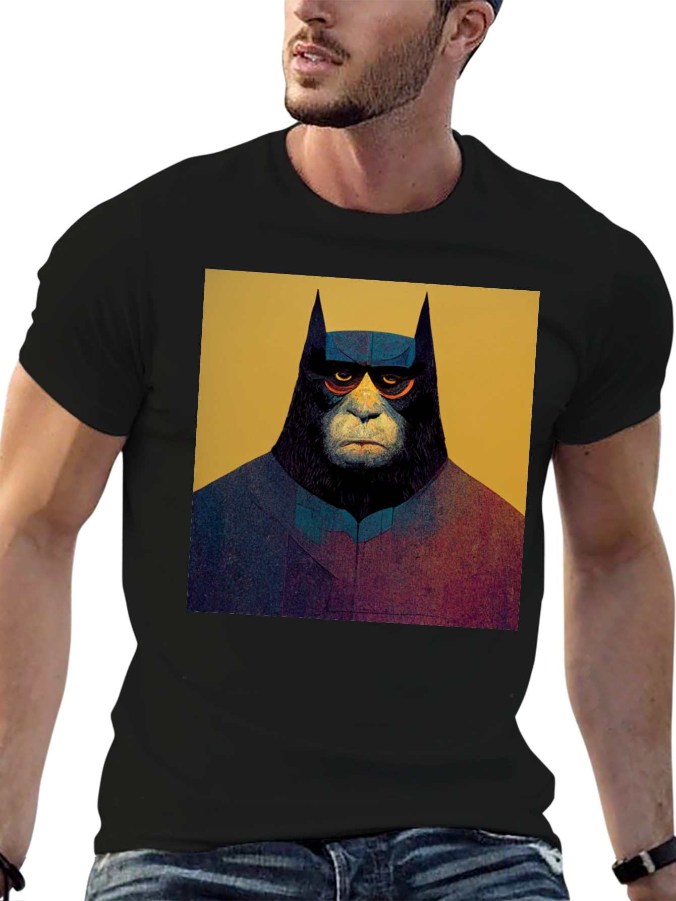 Black Batman Ape Graphic Tee - Black view 6
