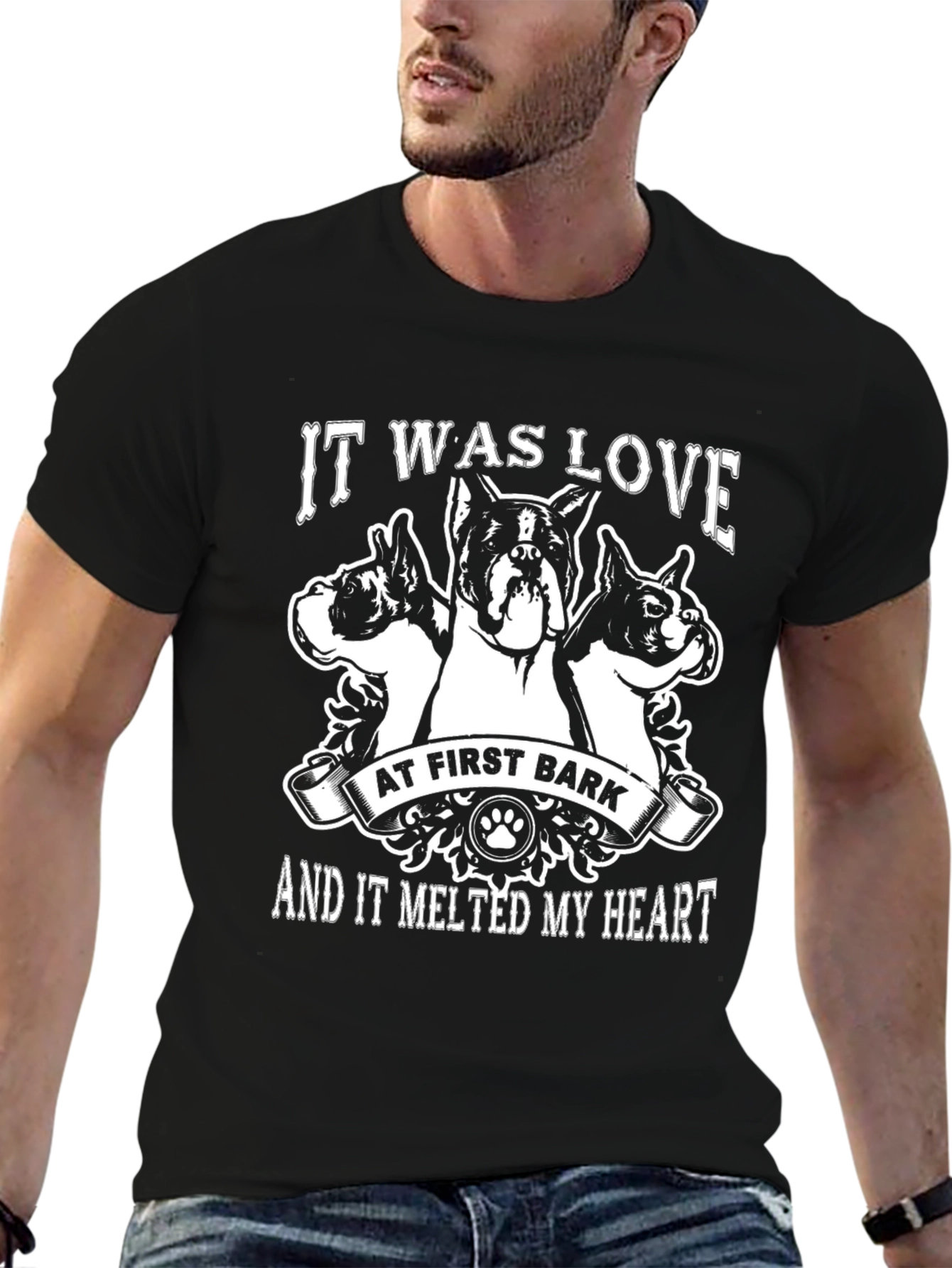 Black Dog Lover T-Shirt: It Was Love At First Bark view 6