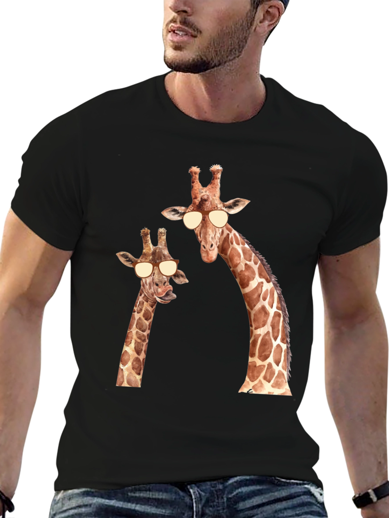 Black Giraffe Sunglasses T-Shirt - Funny Animal Tee view 6