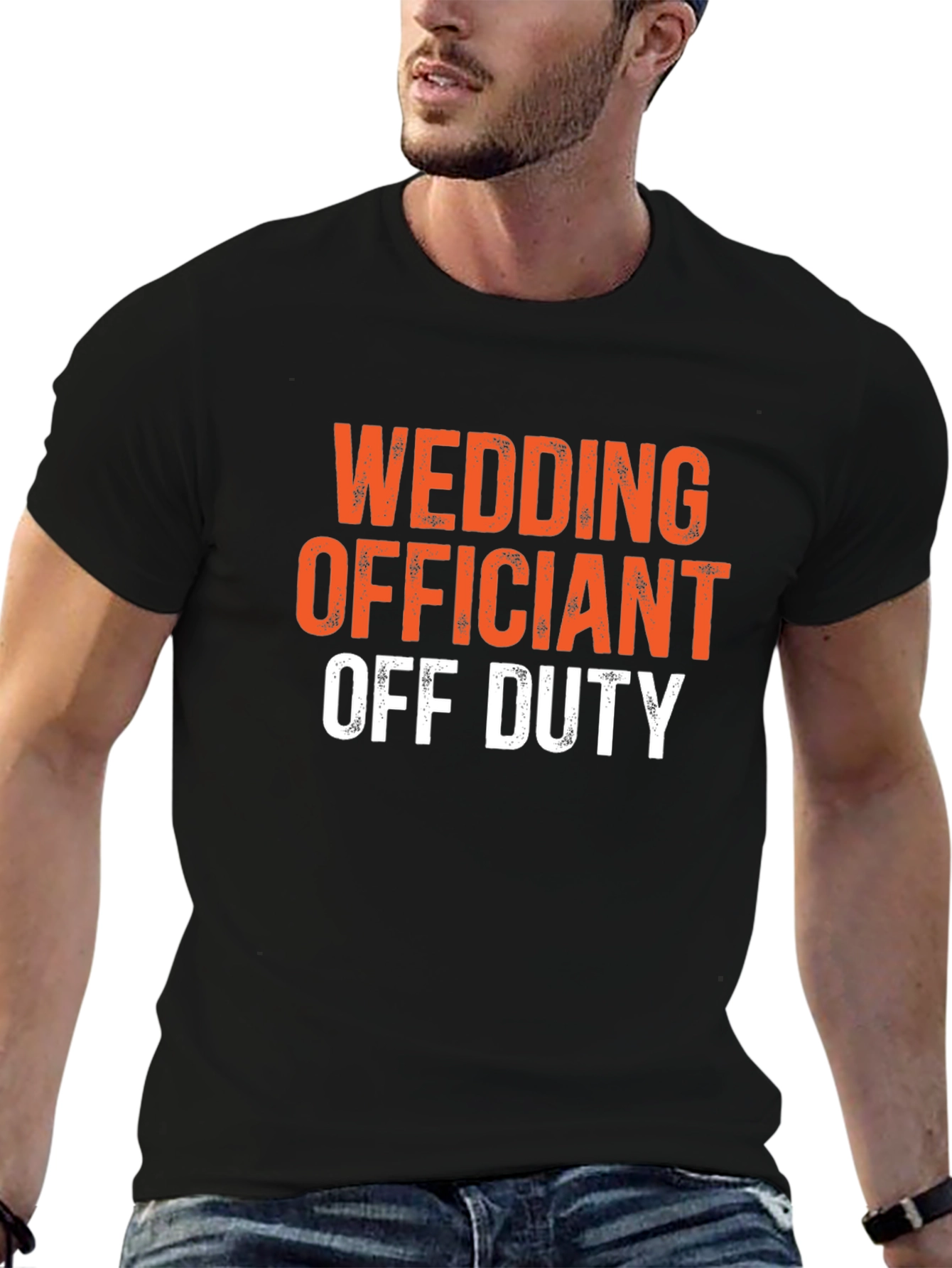 Black Wedding Officiant Off Duty Black Graphic T-Shirt view 6