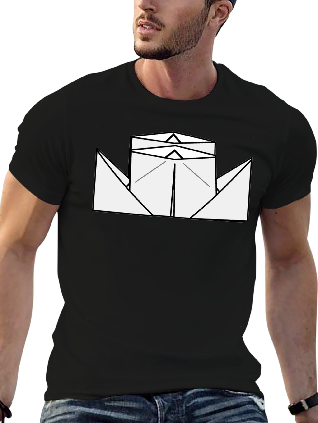Black Paper Boat Graphic Tee - Black view 6