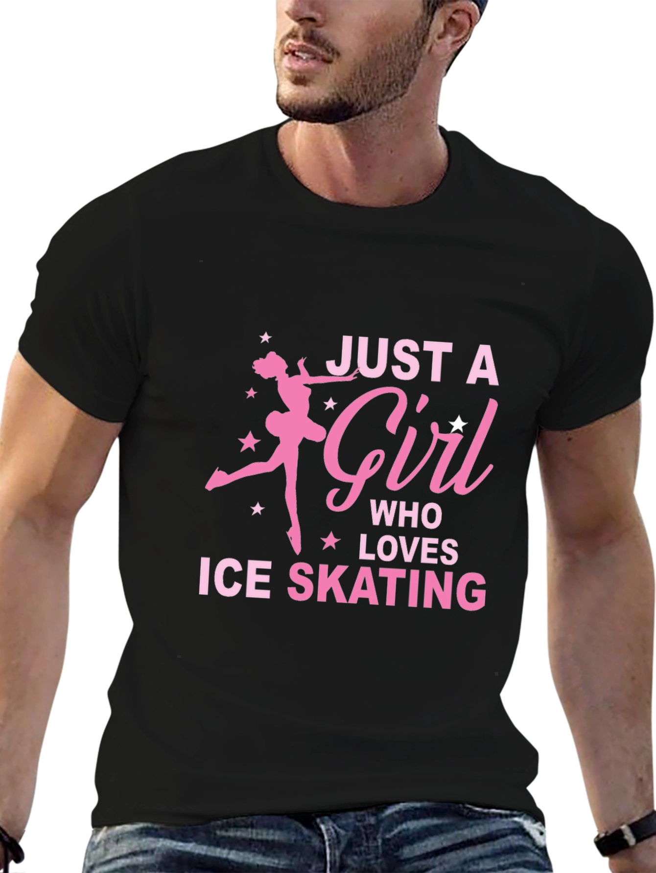 Black Ice Skating Girl's T-Shirt - Just a Girl Who Loves Skating view 6