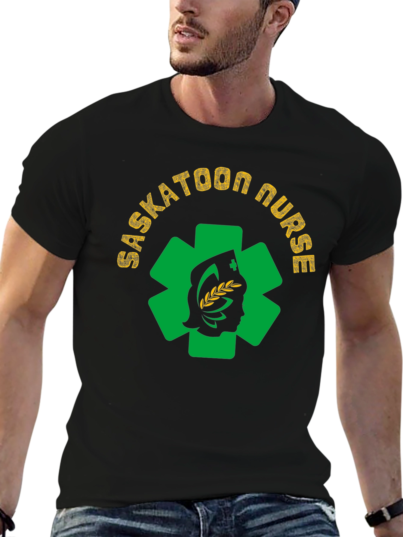 Saskatoon Nurse Graphic Tee - Black Cotton T-Shirt - 6