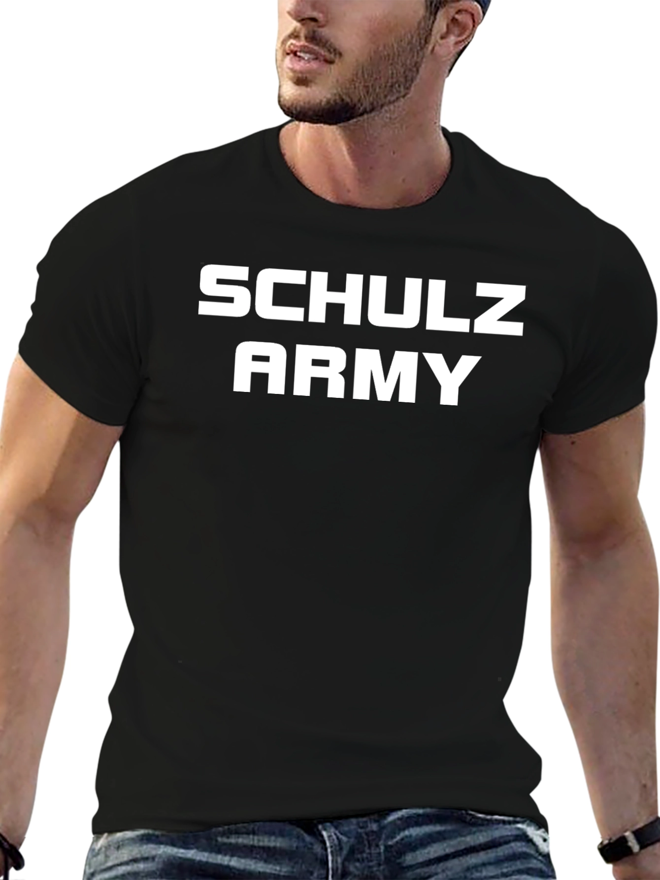 Black Schulz Army Graphic Tee - Bold Statement T-Shirt view 6
