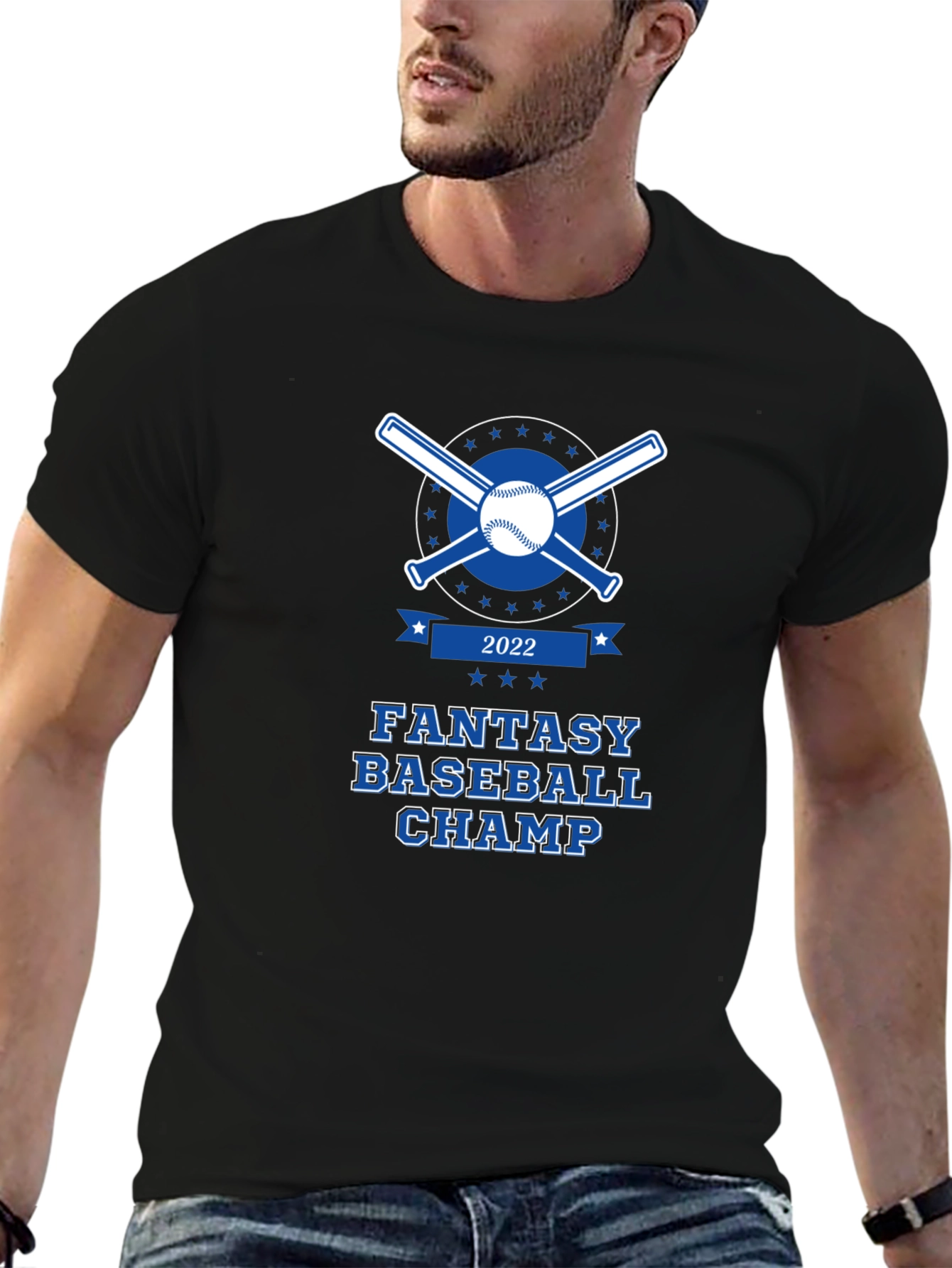 Black Fantasy Baseball Champ 2022 T-Shirt view 6
