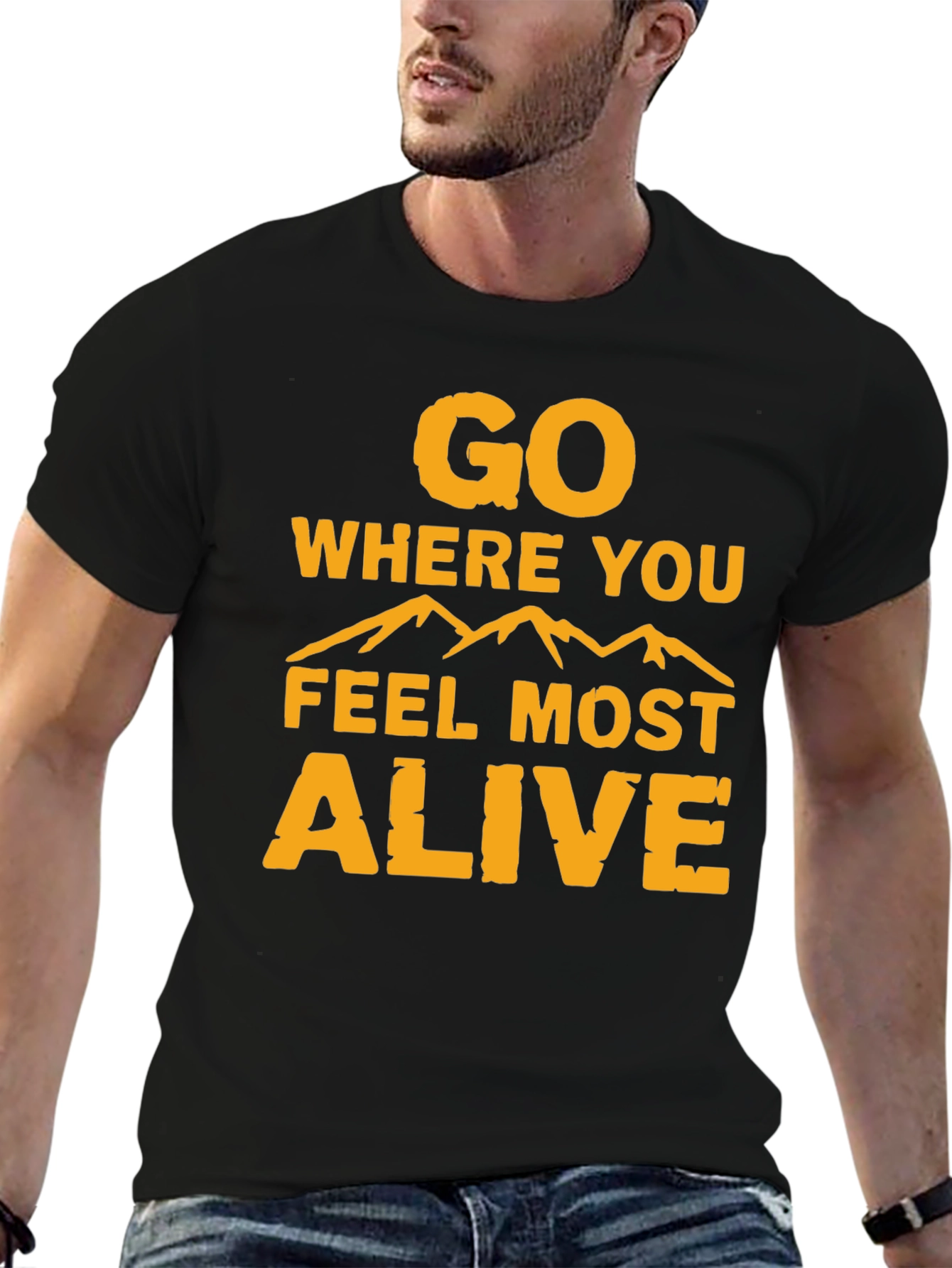 Black Go Where You Feel Most Alive Graphic Tee view 6