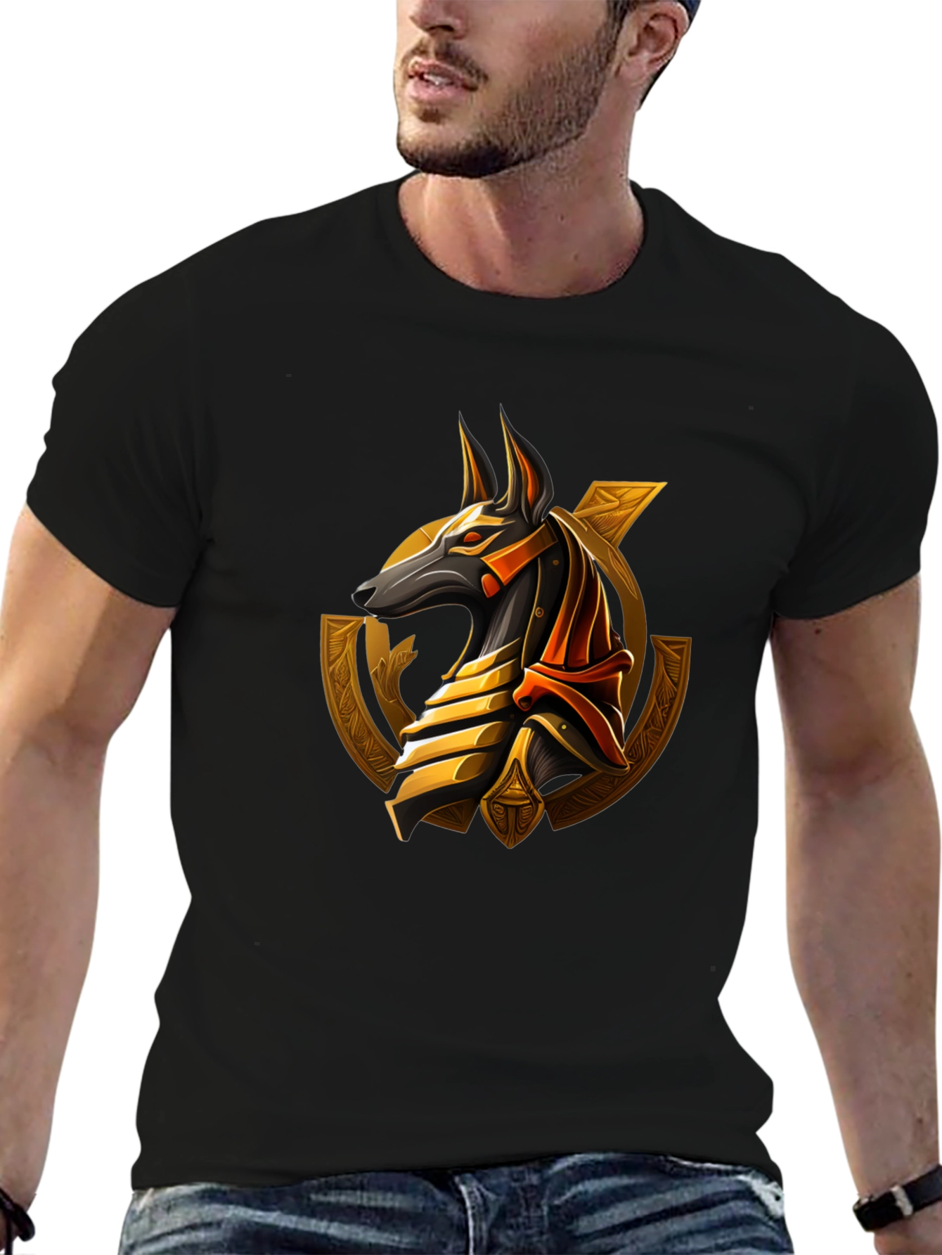 Black Anubis Graphic Black T-Shirt view 6