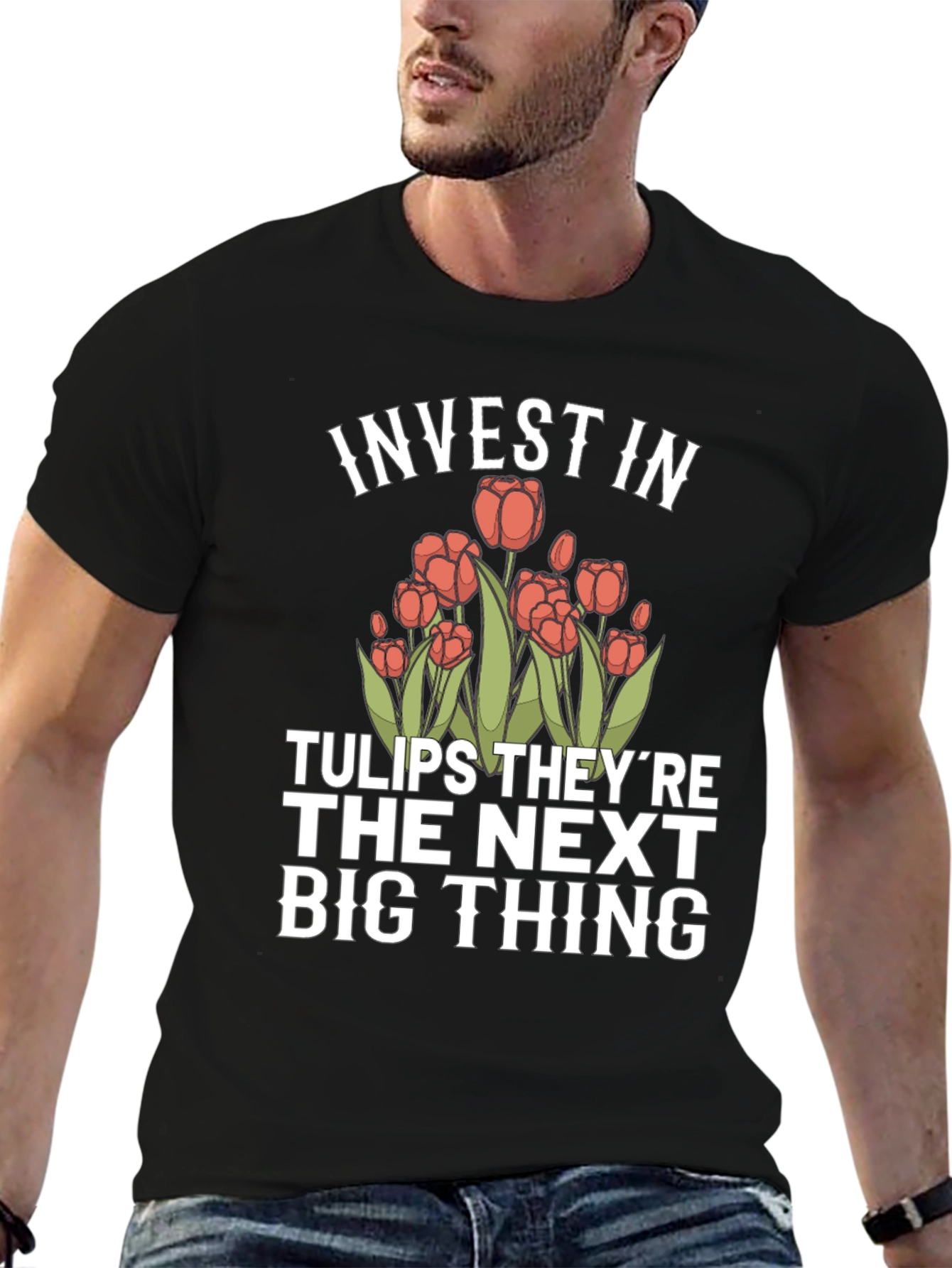 Black Invest in Tulips Graphic T-Shirt view 6