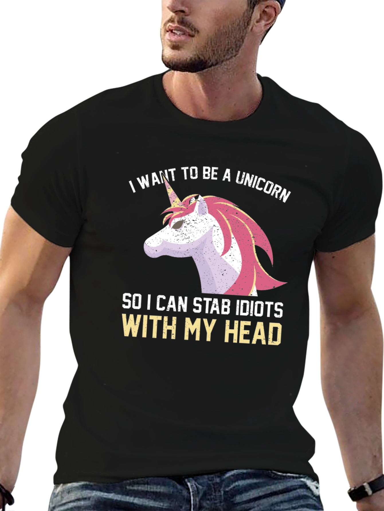 Black Unicorn Stab Idiots T-Shirt Funny Humor view 6