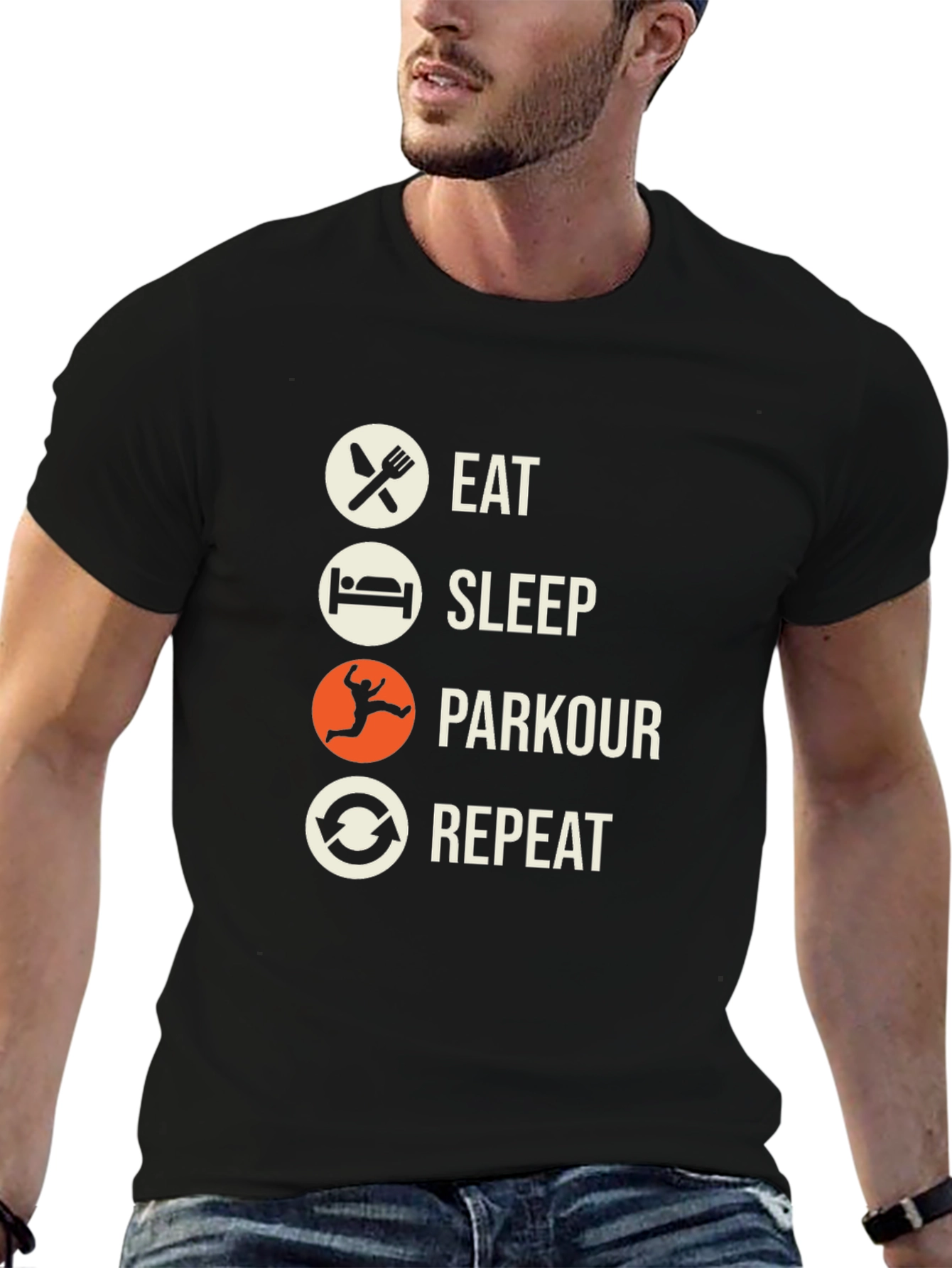 Black Eat Sleep Parkour Repeat T-Shirt view 6