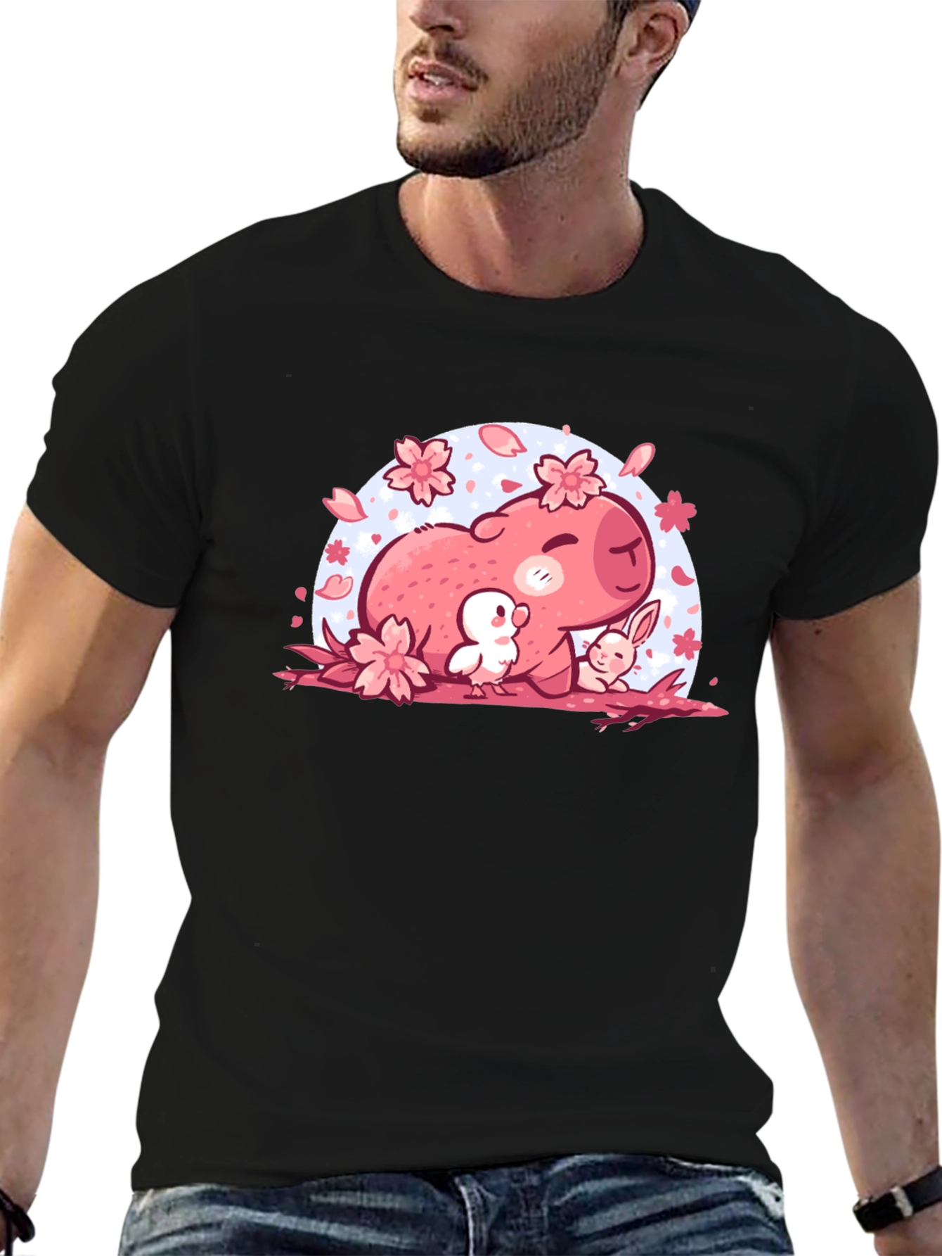 Black Cute Capybara & Friends Graphic Tee view 6