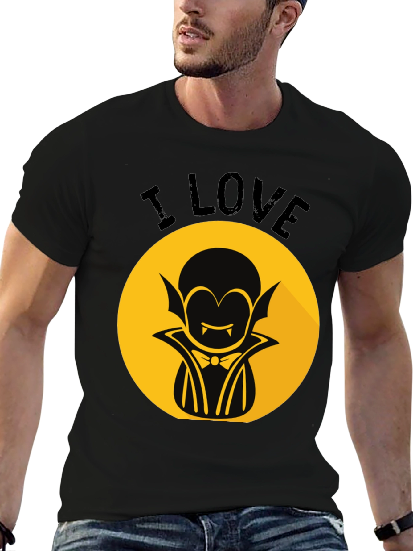Black I Love Vampire Graphic T-Shirt - Halloween Style view 6
