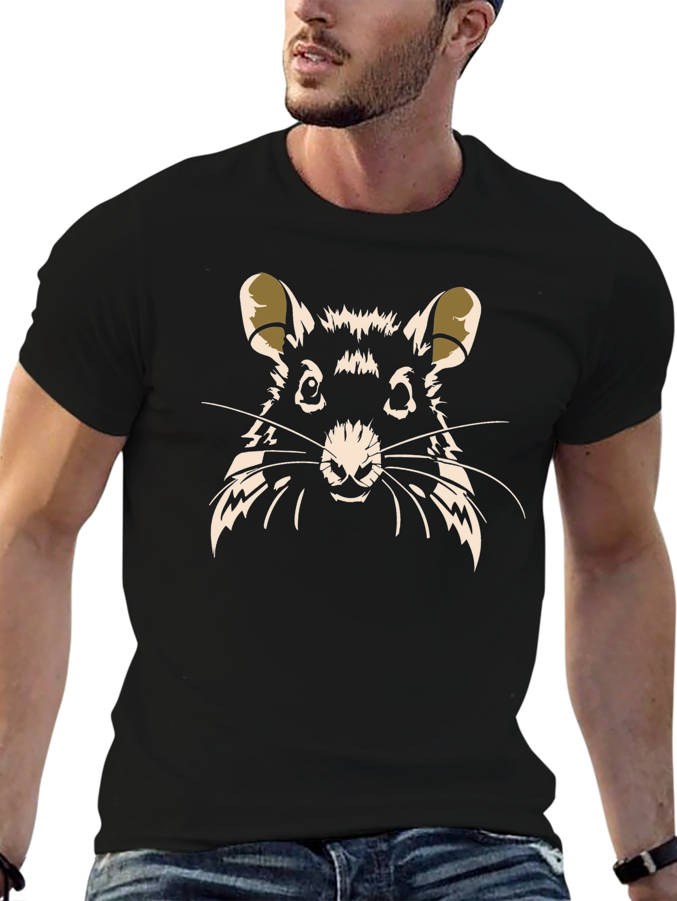 Black Rat Graphic Print T-Shirt - Black view 6