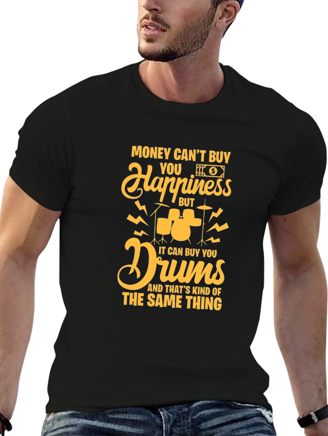 Black Money Can't Buy Happiness, Drums T-Shirt view 6