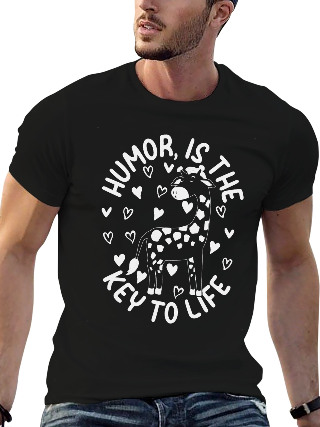 Black Humor Is The Key To Life Giraffe T-Shirt view 6
