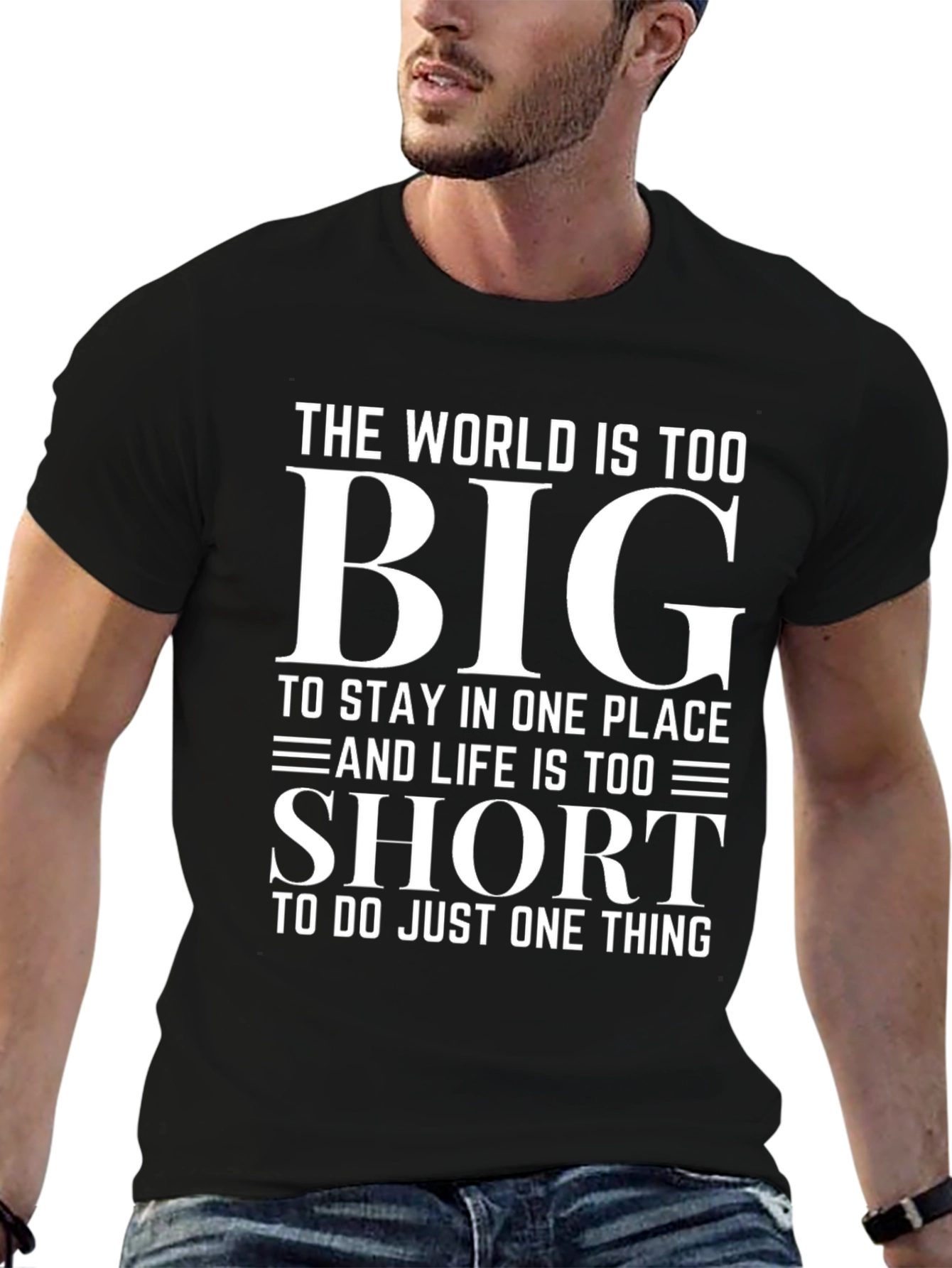 Black Inspirational World Too Big Graphic T-Shirt view 6