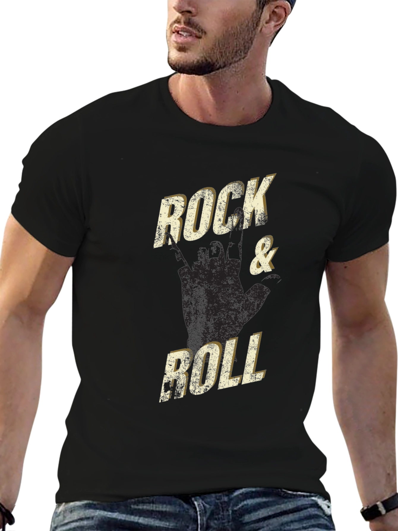 Black Rock & Roll Graphic Tee - Black view 6