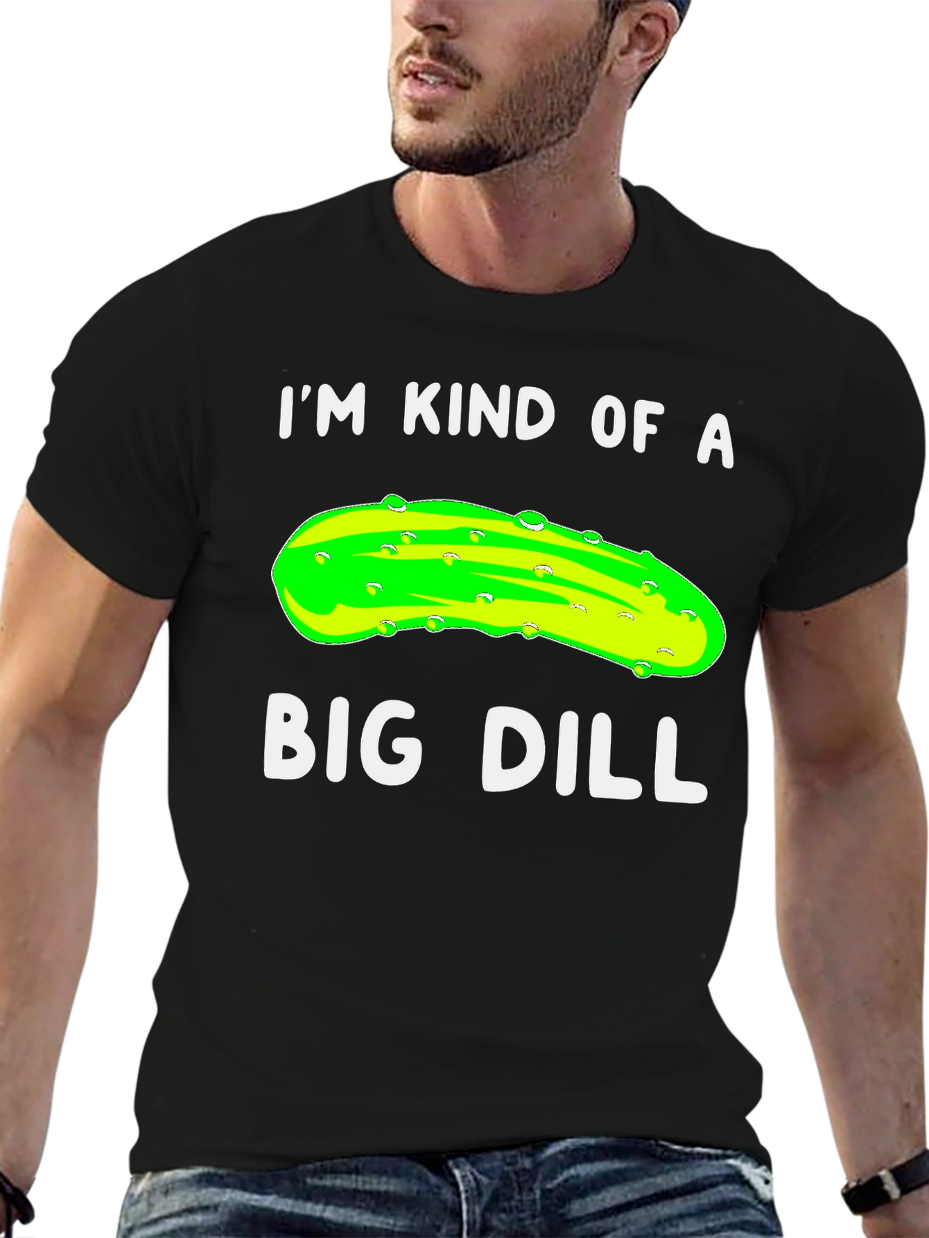 Black Big Dill T-Shirt Funny Pickle Pun Tee view 6