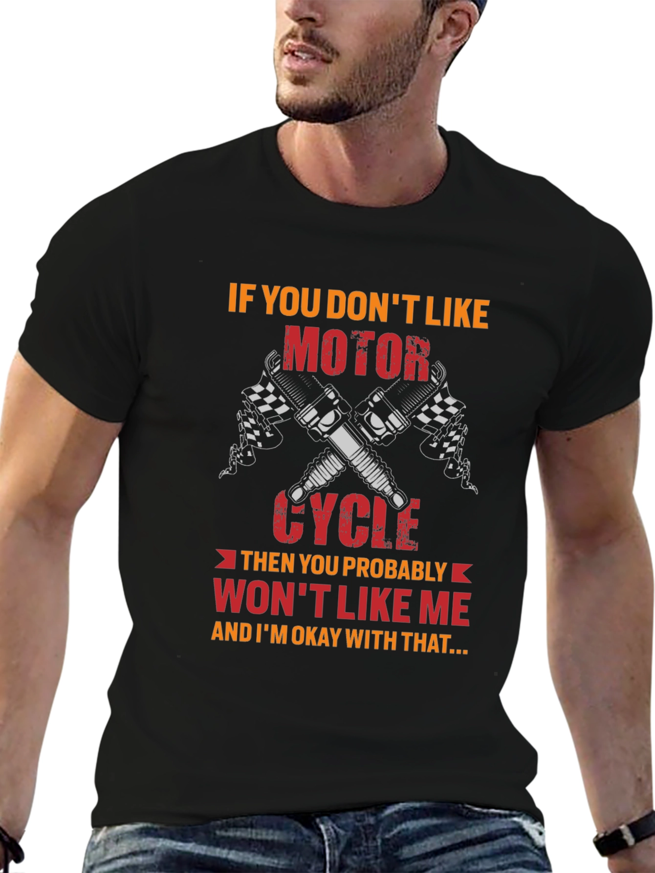 Black Motorcycle Lover Graphic T-Shirt view 6