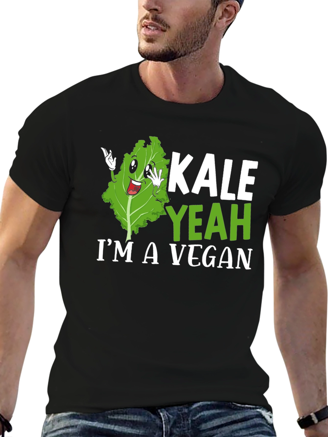 Black Kale Yeah I'm Vegan T-Shirt view 6
