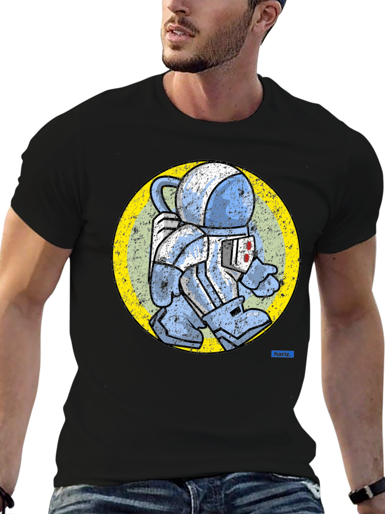 Black Retro Spaceman Graphic Tee - Vintage Astronaut T-Shirt view 6