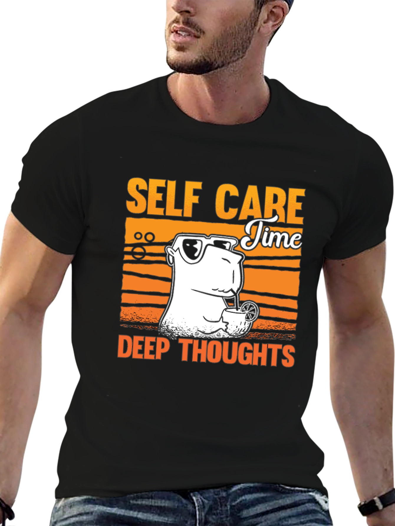 Black Self Care Time T-Shirt - Deep Thoughts Graphic Tee view 6