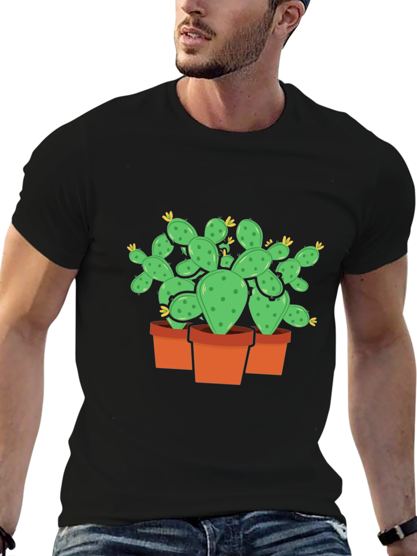 Black Cactus Plant Graphic T-Shirt - Trendy Desert Style view 6