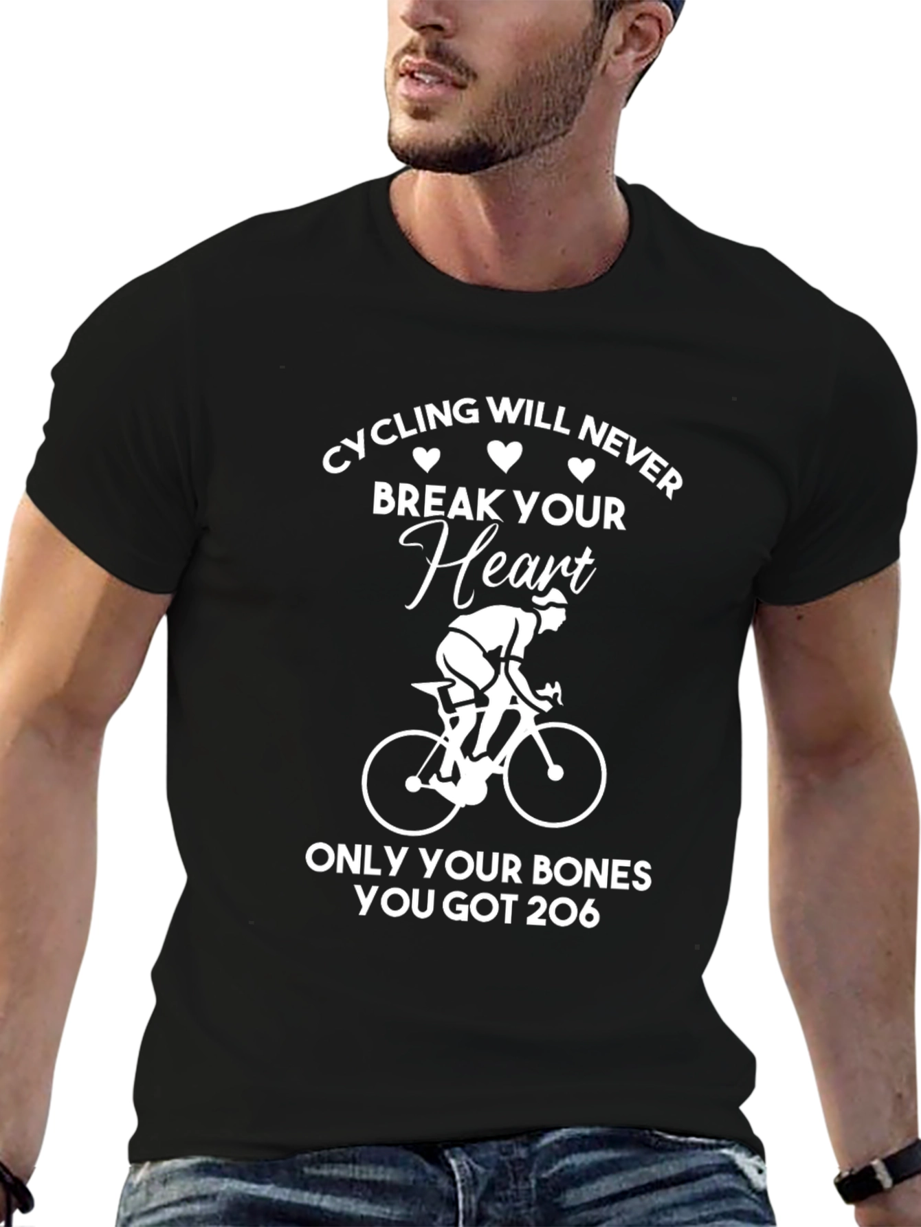 Black Cycling Will Never Break Your Heart T-Shirt view 6