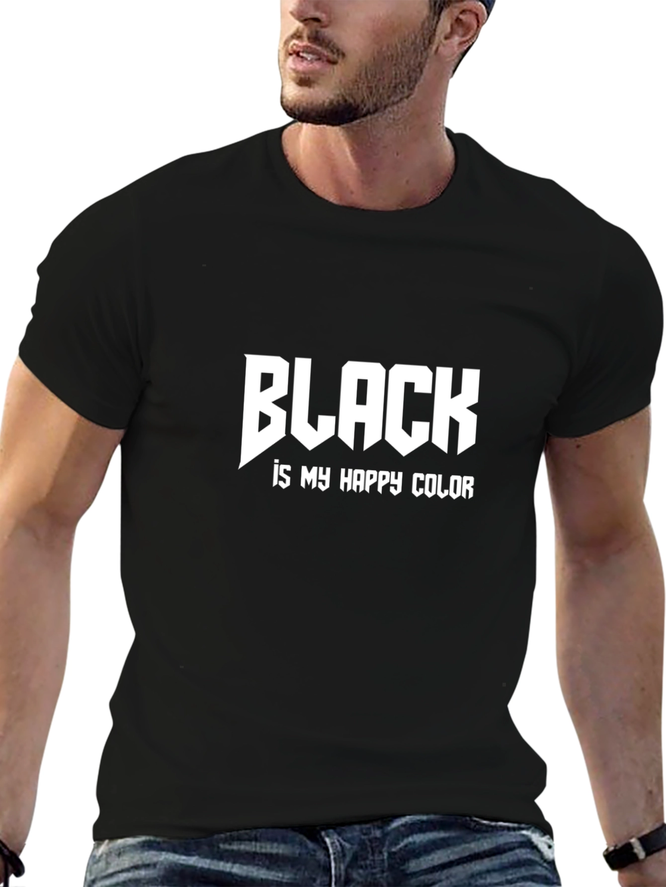 Black Black Is My Happy Color Graphic T-Shirt view 6