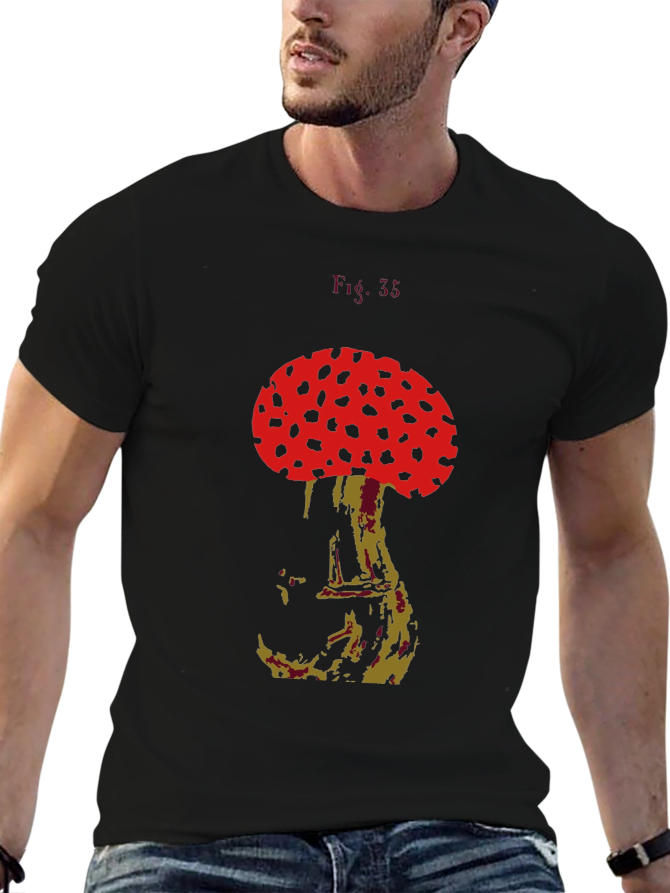 Black Mushroom Graphic Tee - Unique Design view 6