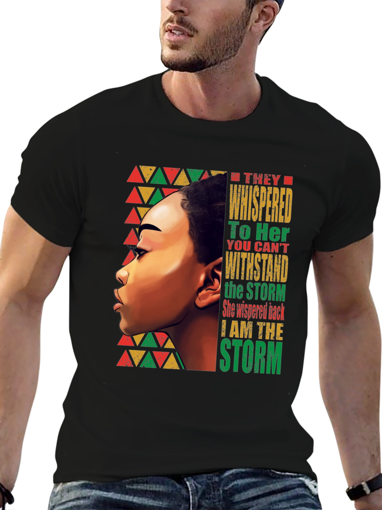 Black Empowered Woman T-Shirt: "I Am The Storm" view 6