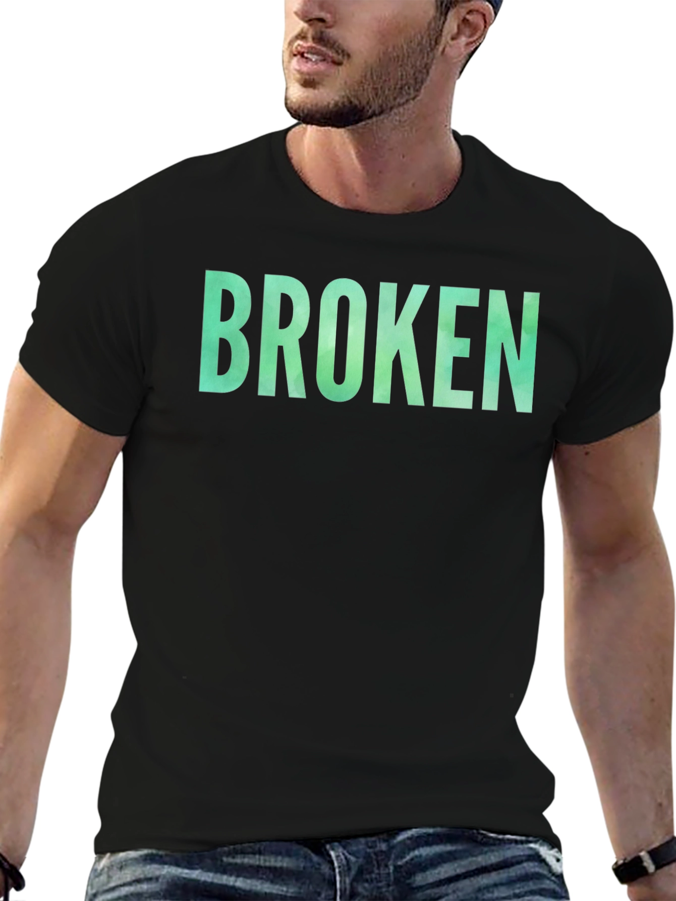 Black "Broken" Graphic Tee - Casual Black T-Shirt view 6
