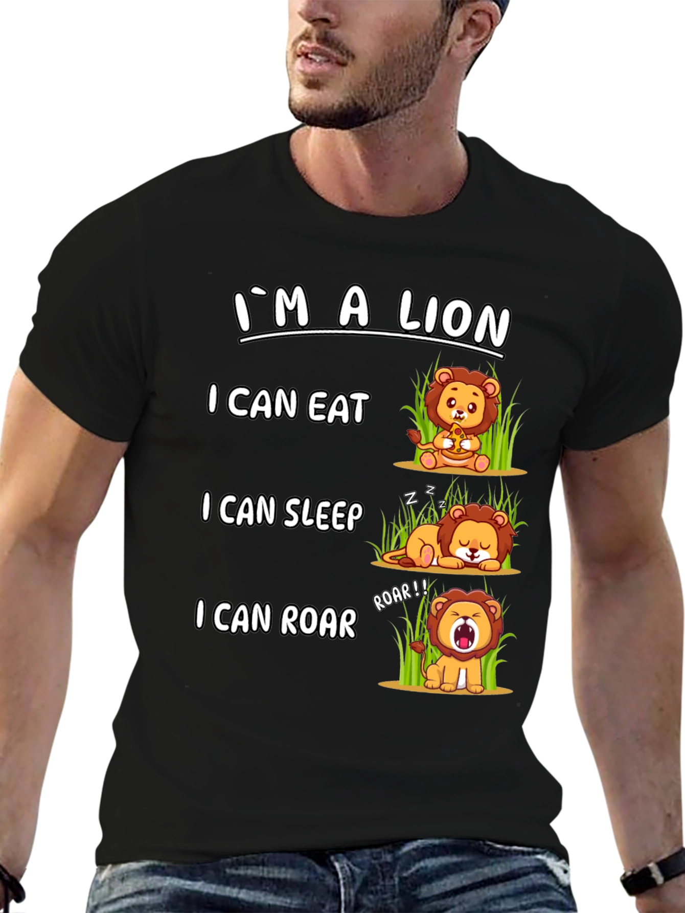 Black I'm a Lion T-Shirt view 6