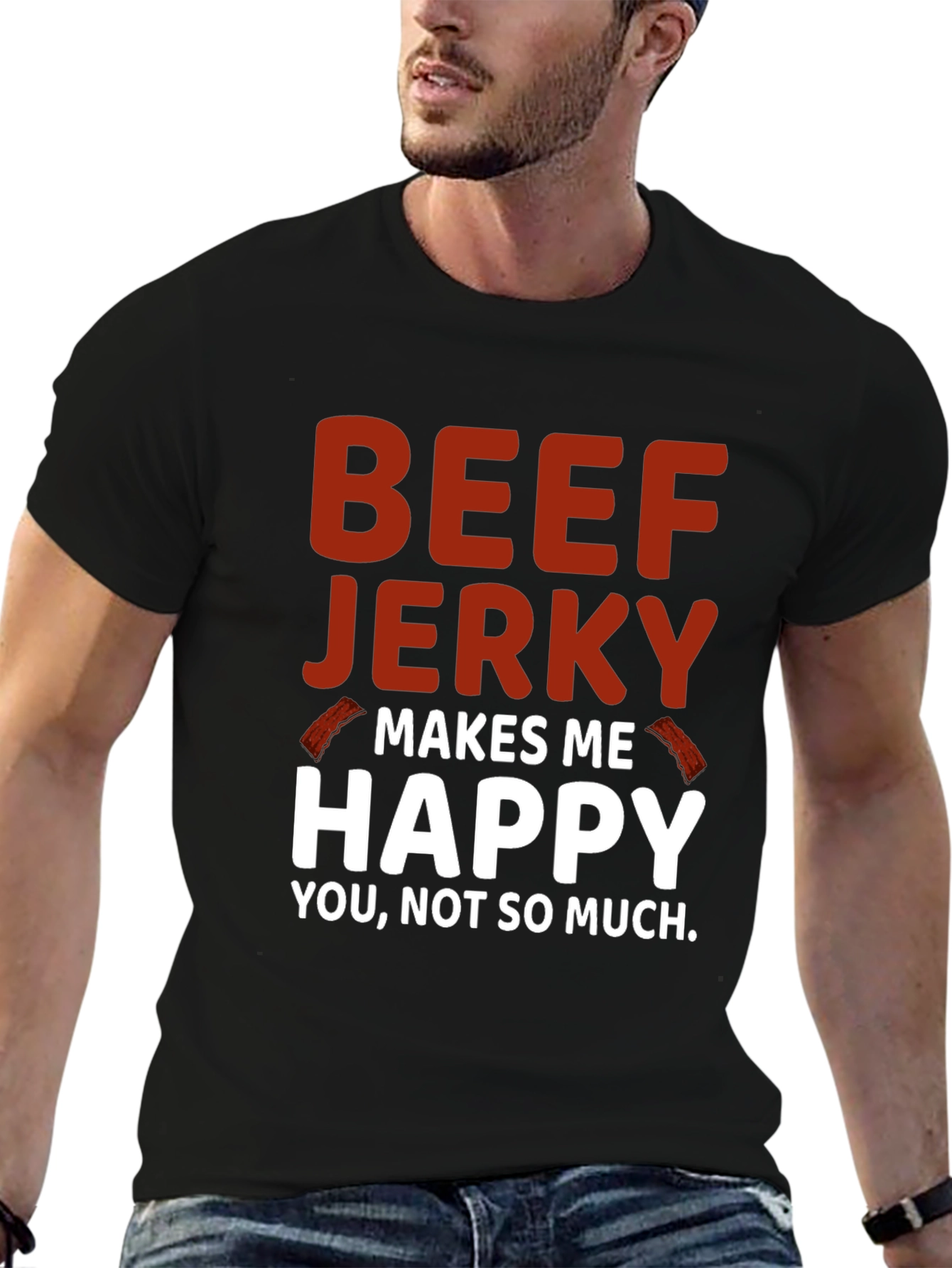 Black Beef Jerky Makes Me Happy Graphic Tee view 6