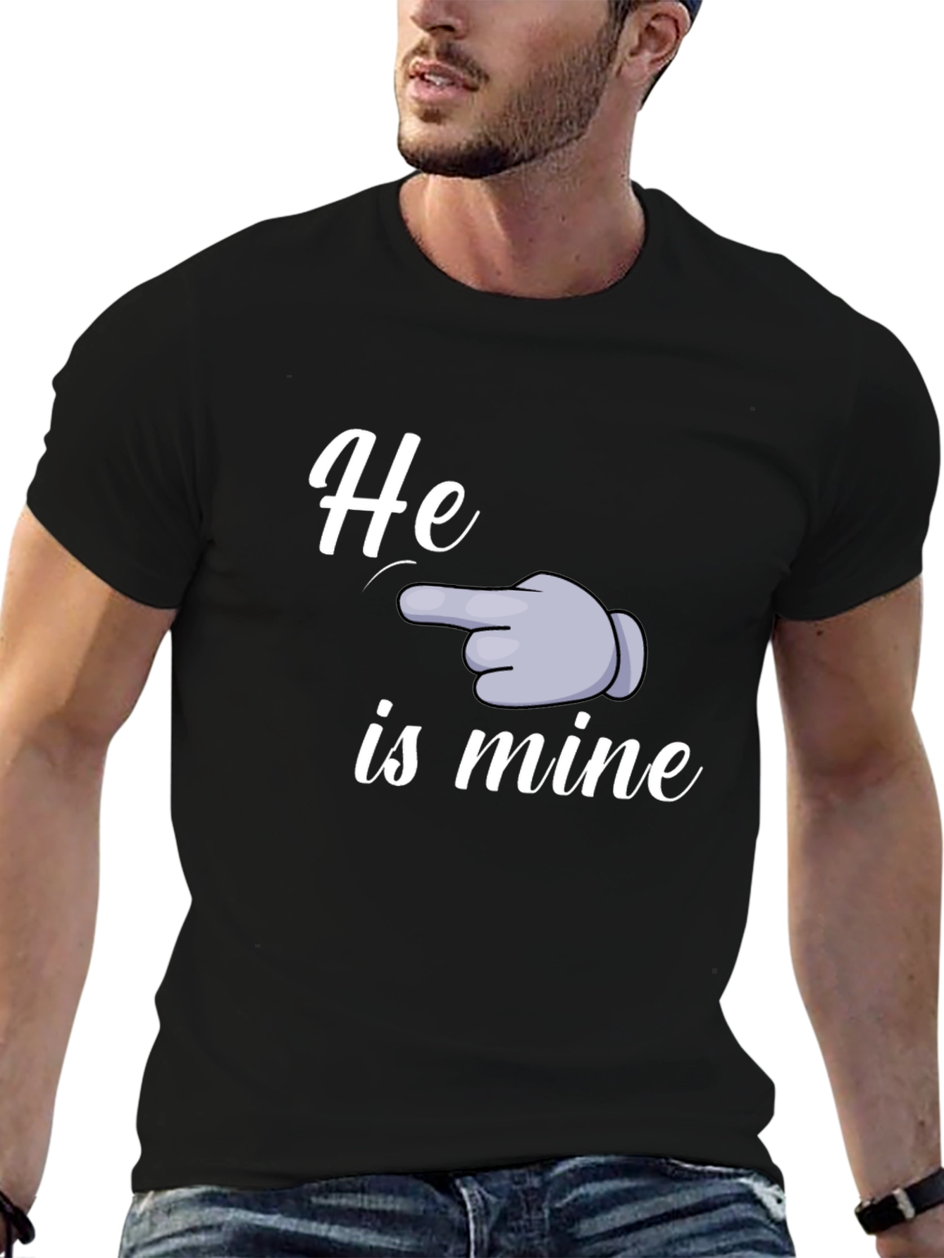 Black Humorous 'He is Mine' Graphic Tee view 6