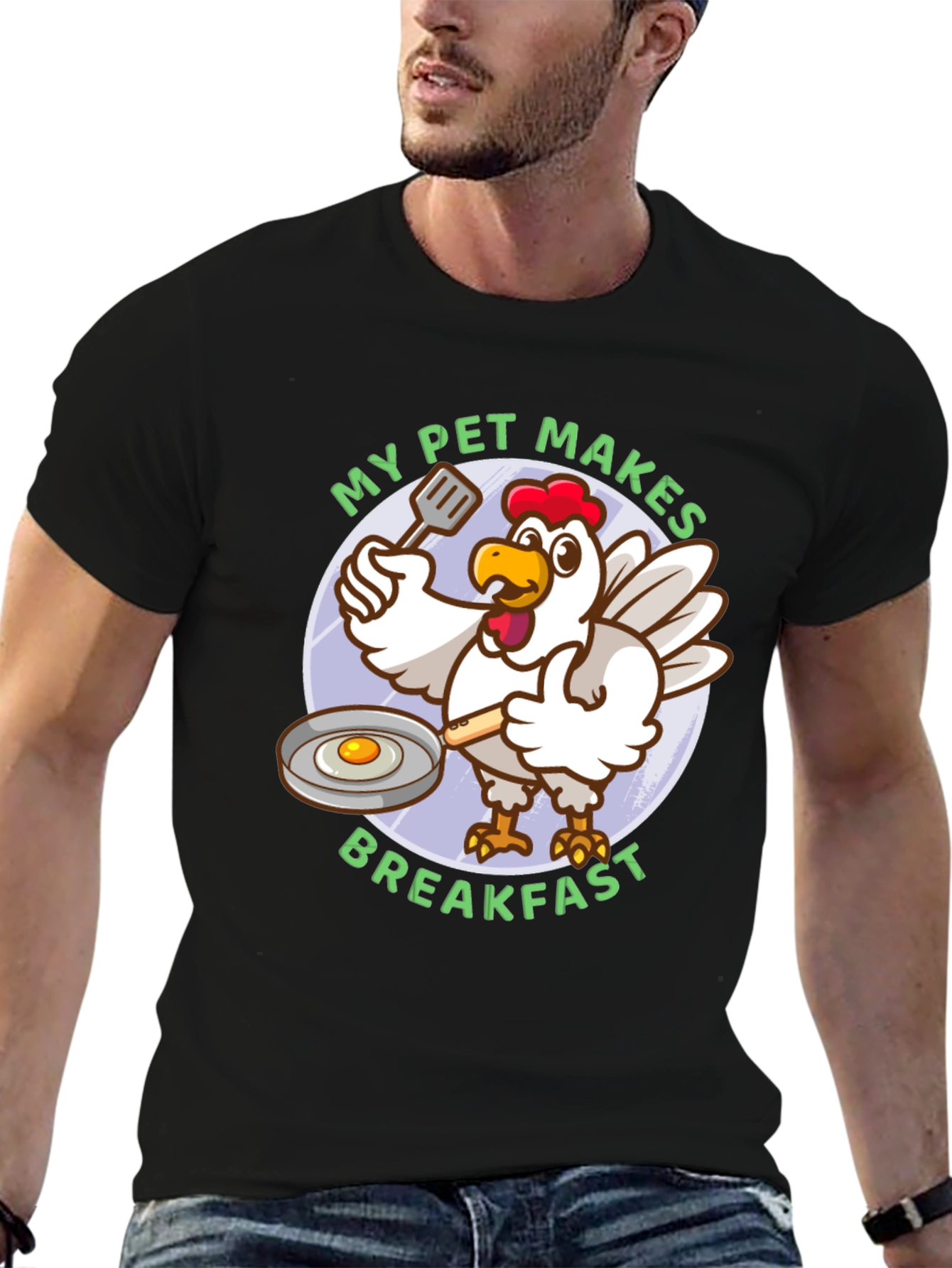 Black My Pet Makes Breakfast T-Shirt view 6